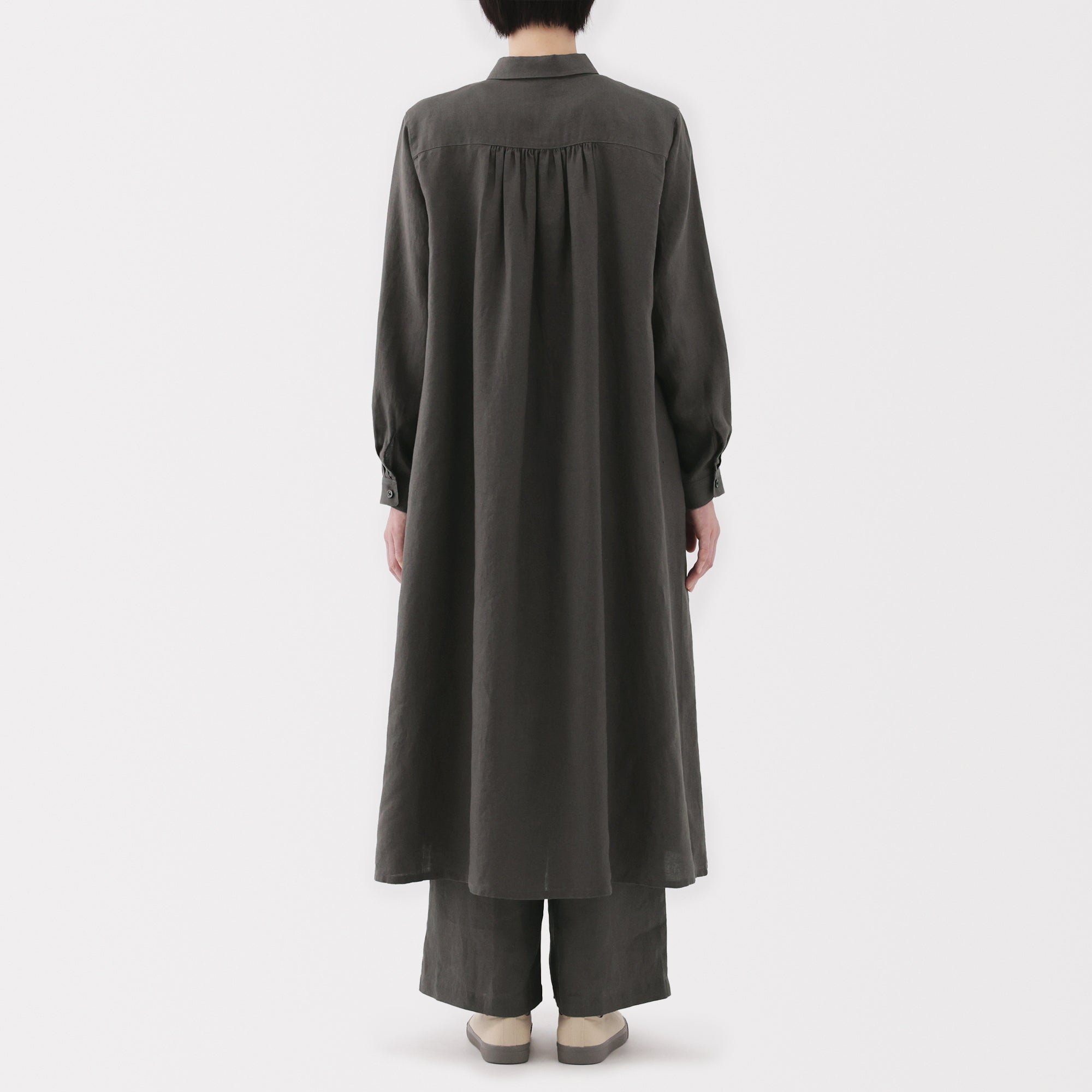Women's Washed Linen Shirt Dress