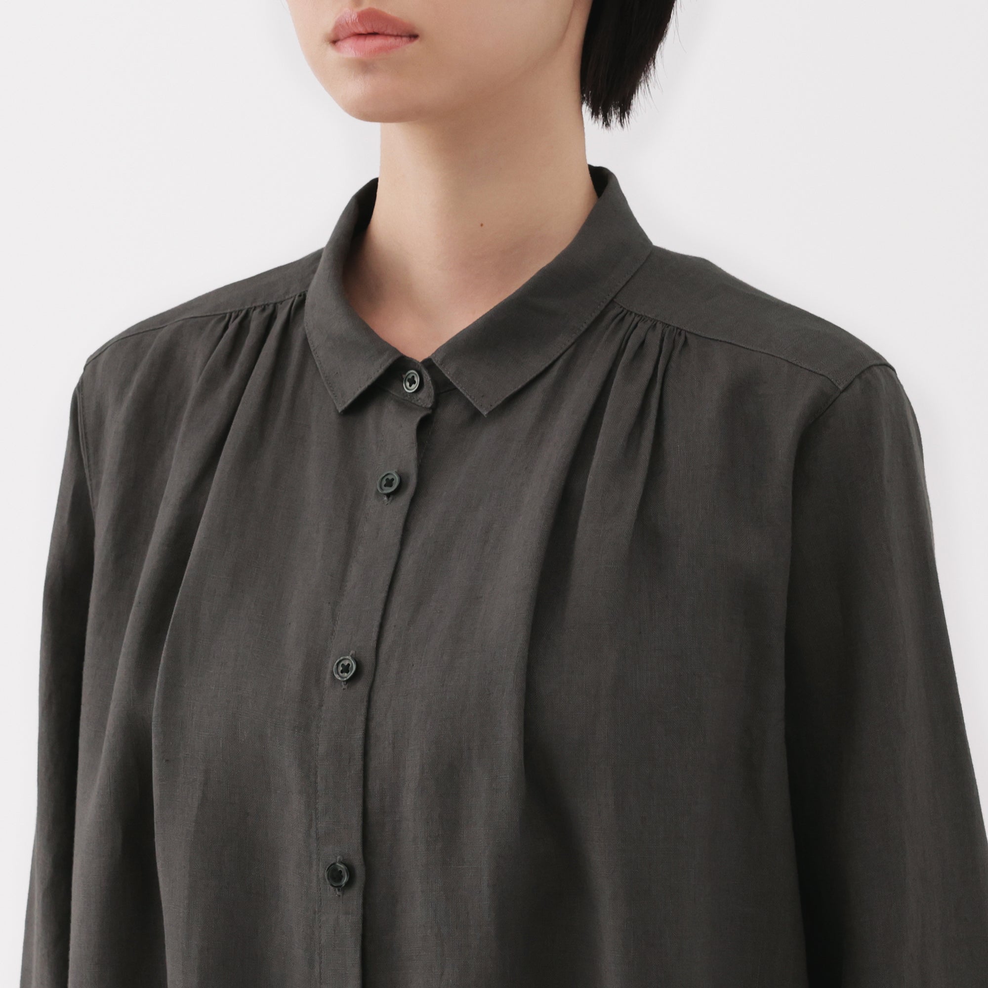 Women's Washed Linen Shirt Dress