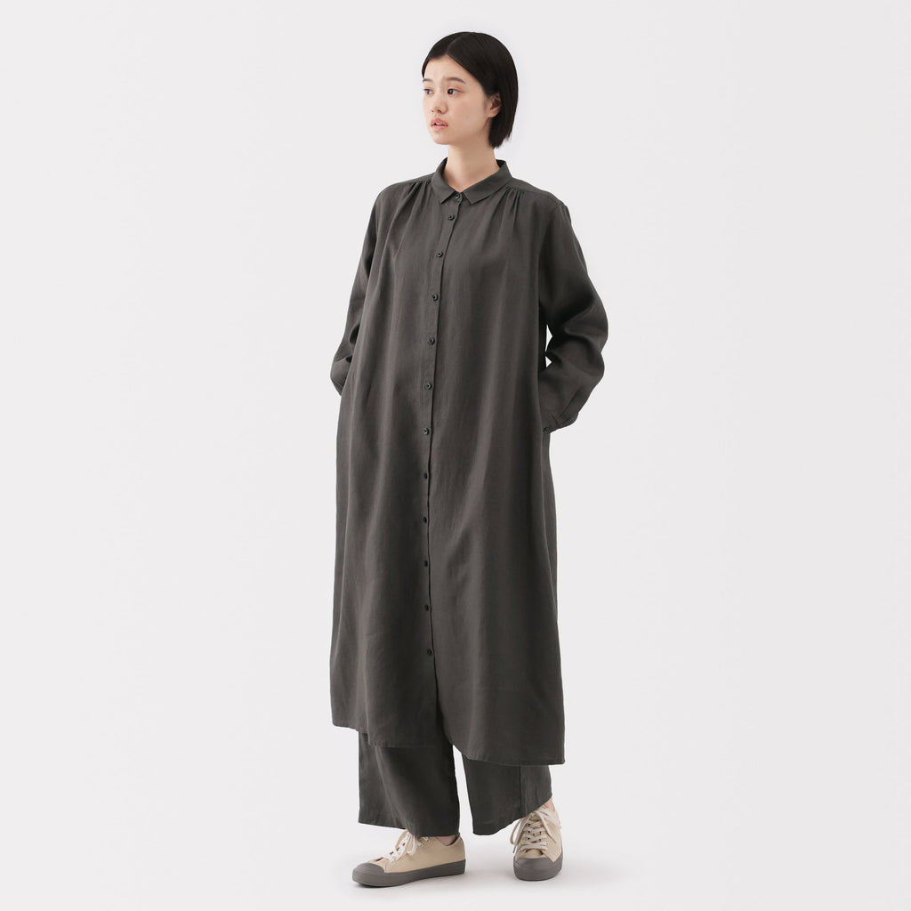 Women's Washed Linen Shirt Dress