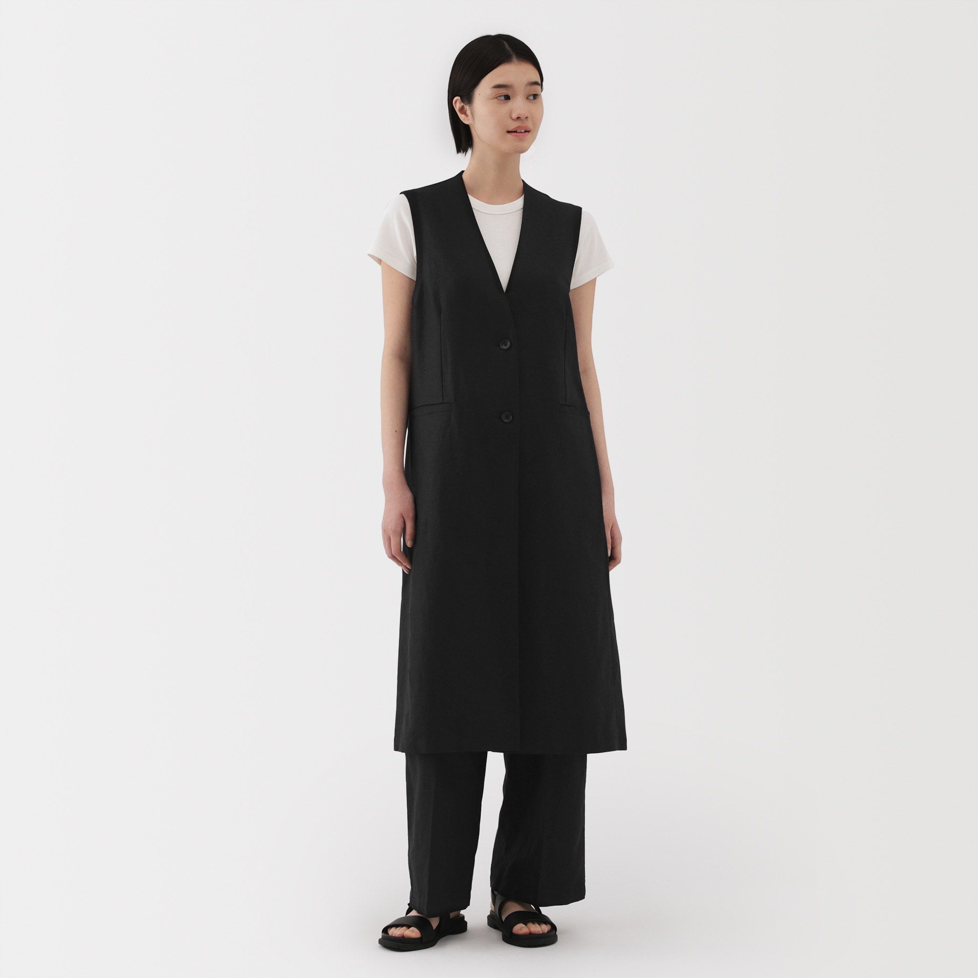 Women's Hemp Blend Twill Long Gilet