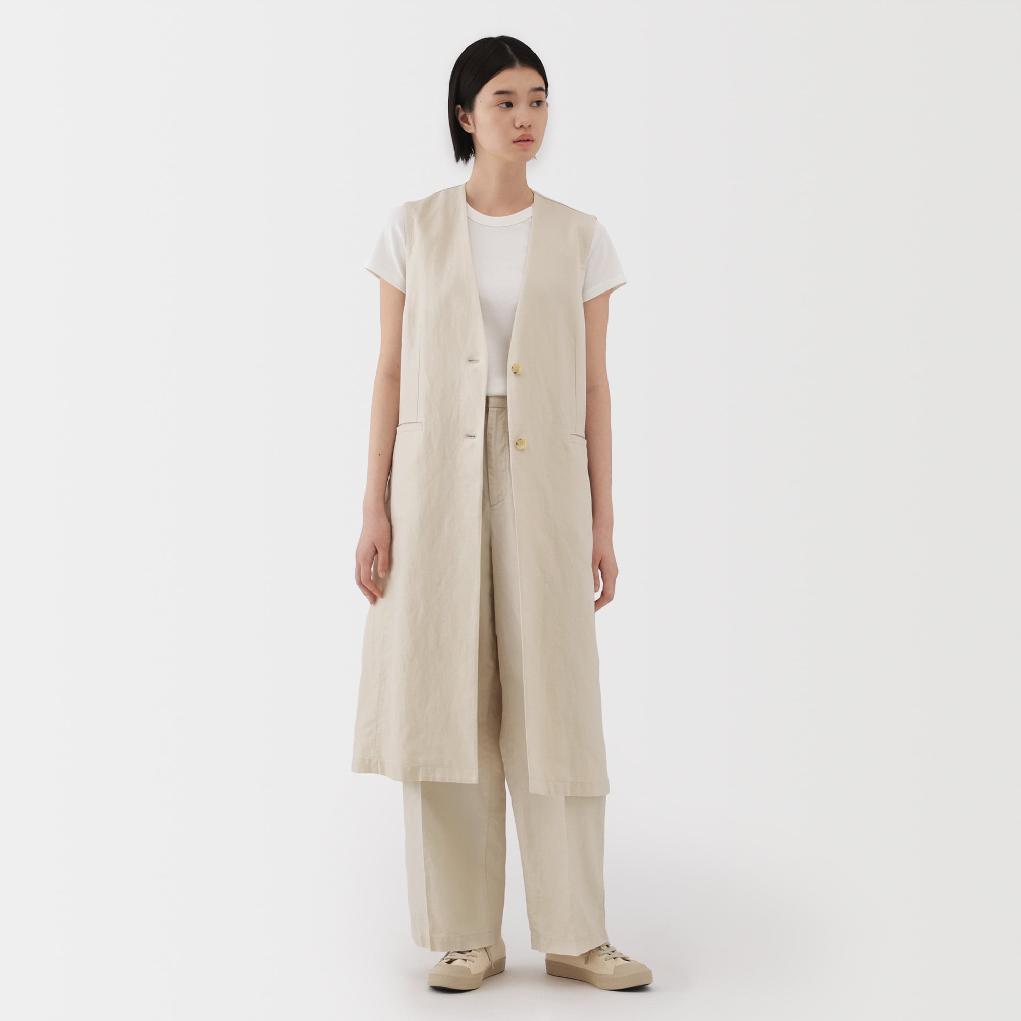 Women's Hemp Blend Twill Long Gilet