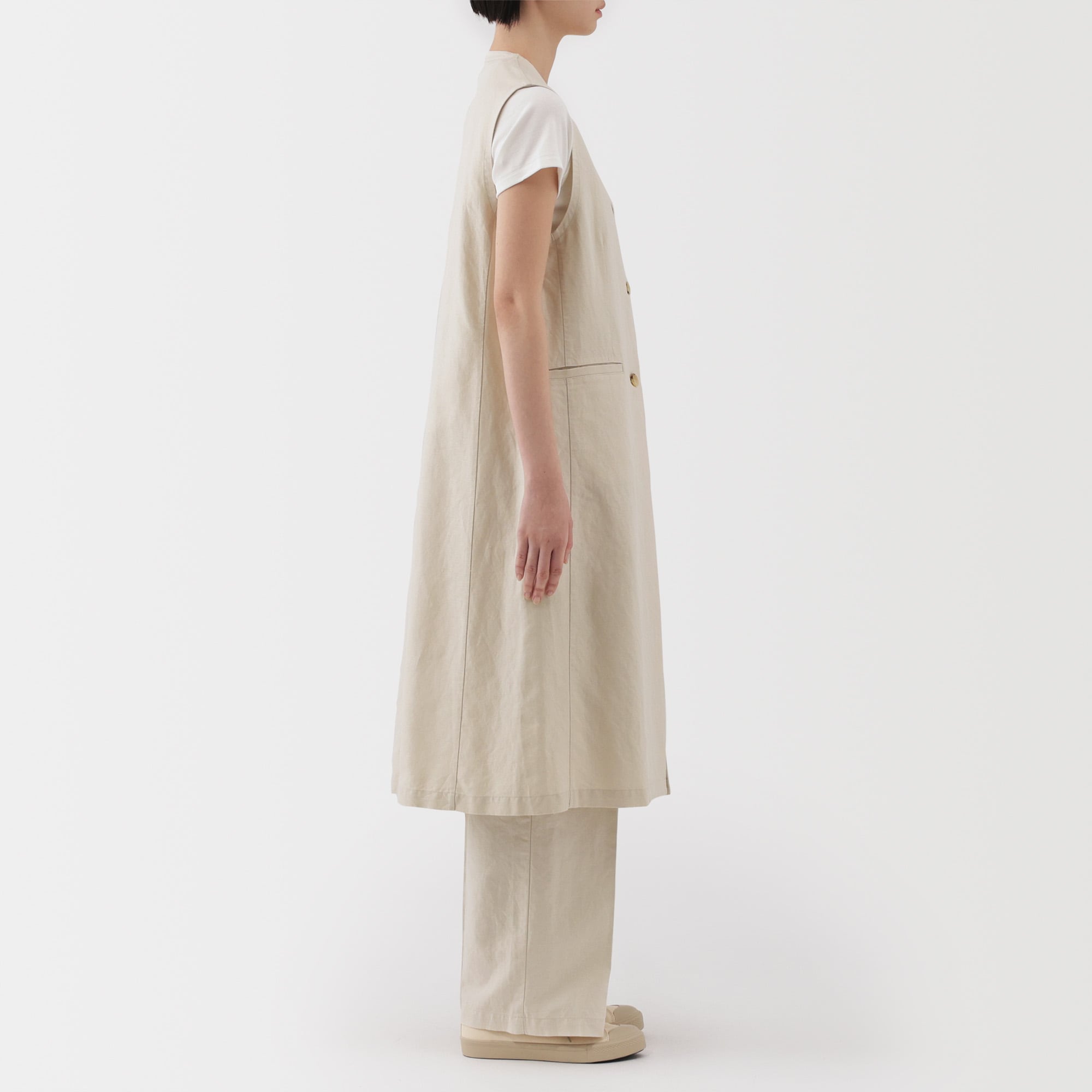 Women's Hemp Blend Twill Long Gilet