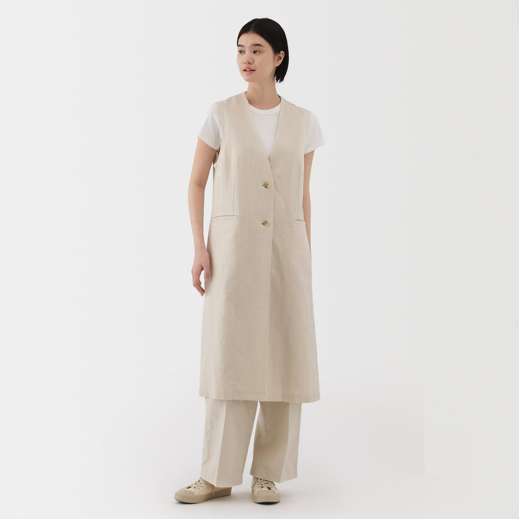 Women's Hemp Blend Twill Long Gilet