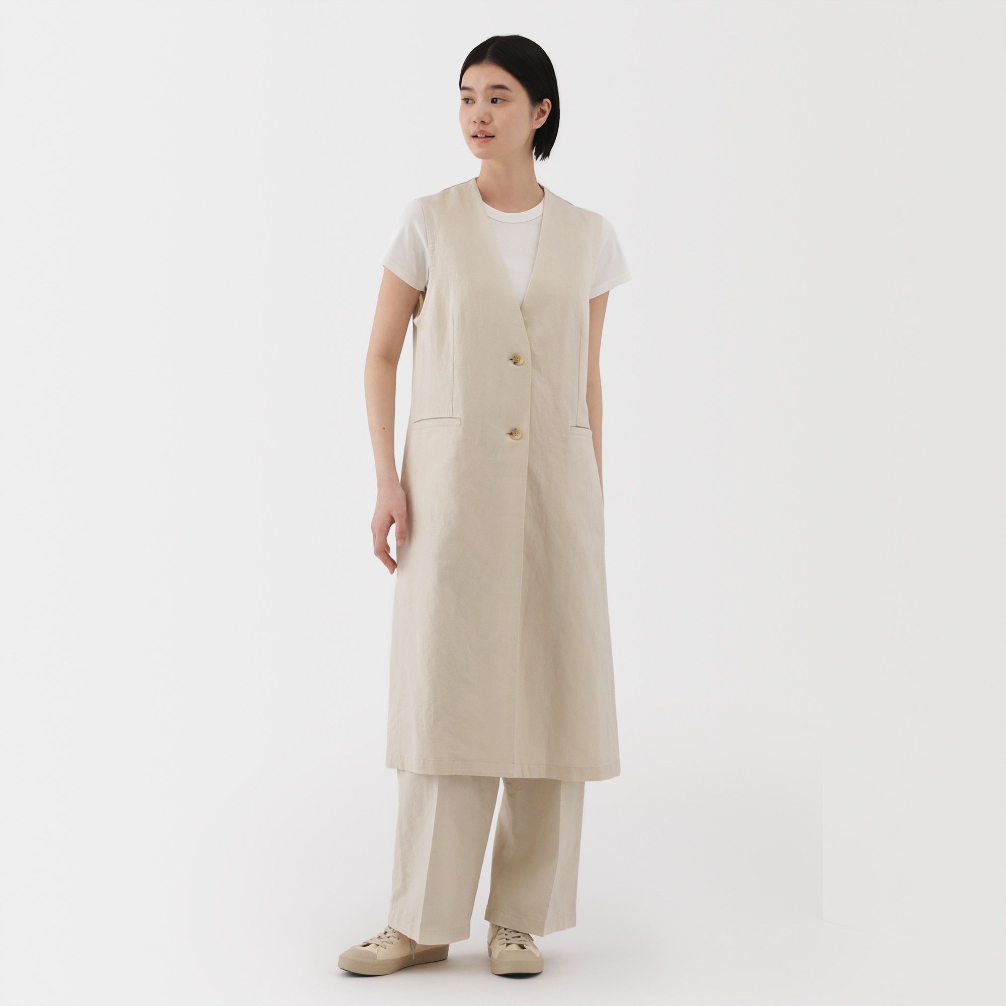 Women's Hemp Blend Twill Long Gilet