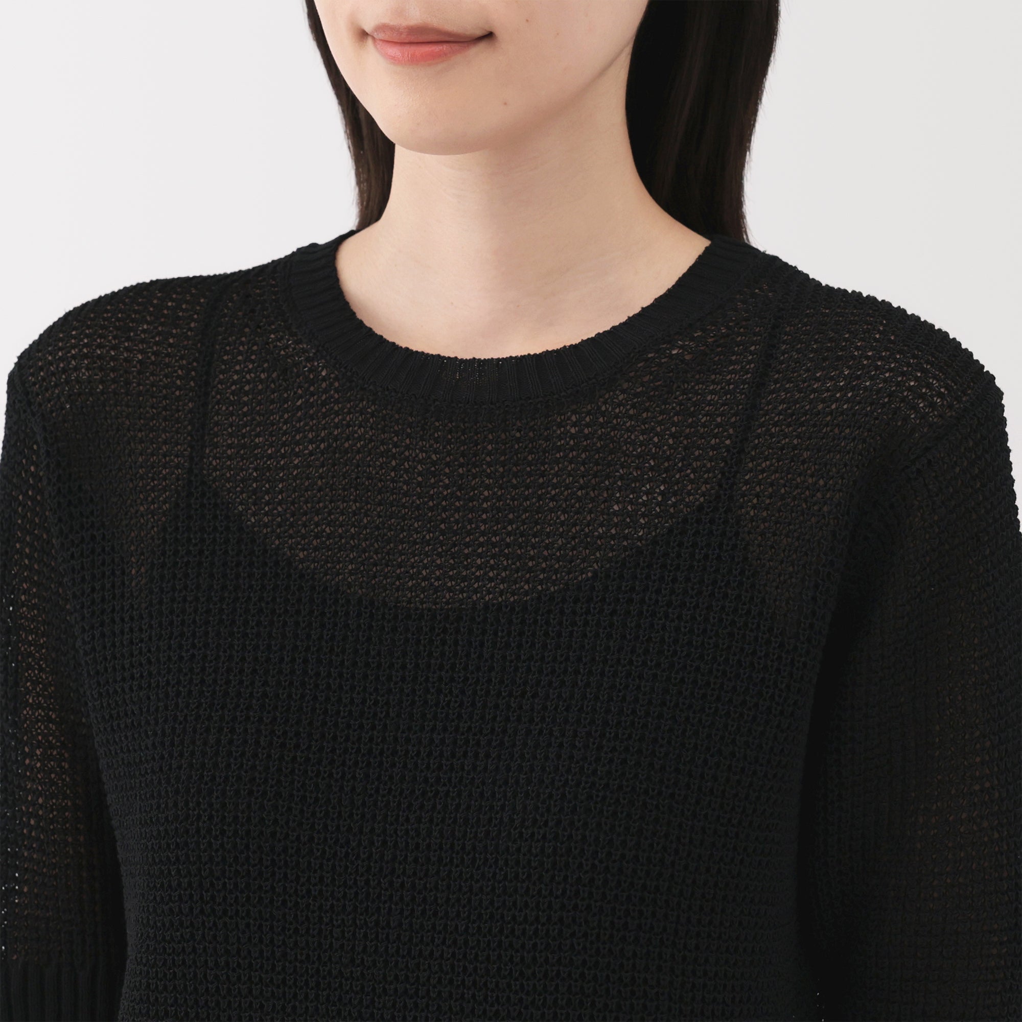 Women's Linen Blend Mesh Half Sleeve Sweater