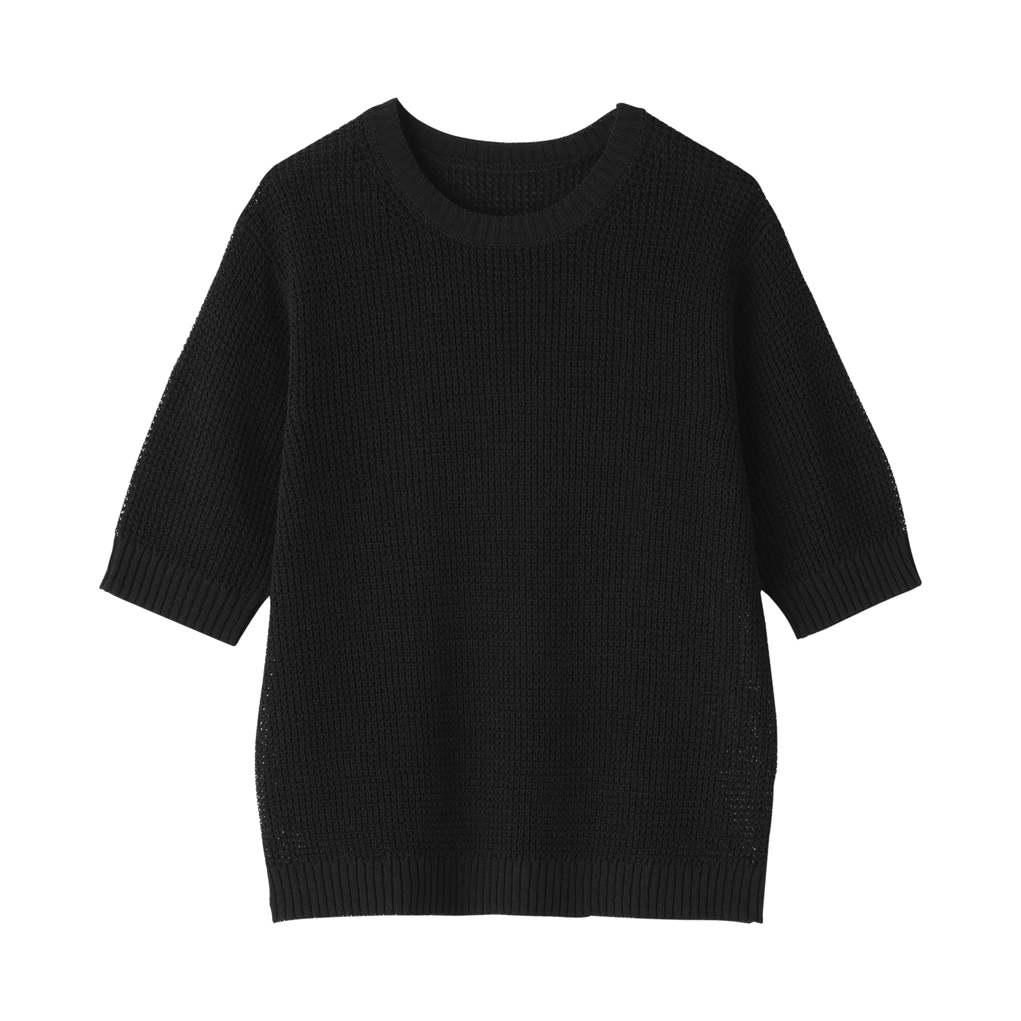 Women's Linen Blend Mesh Half Sleeve Sweater