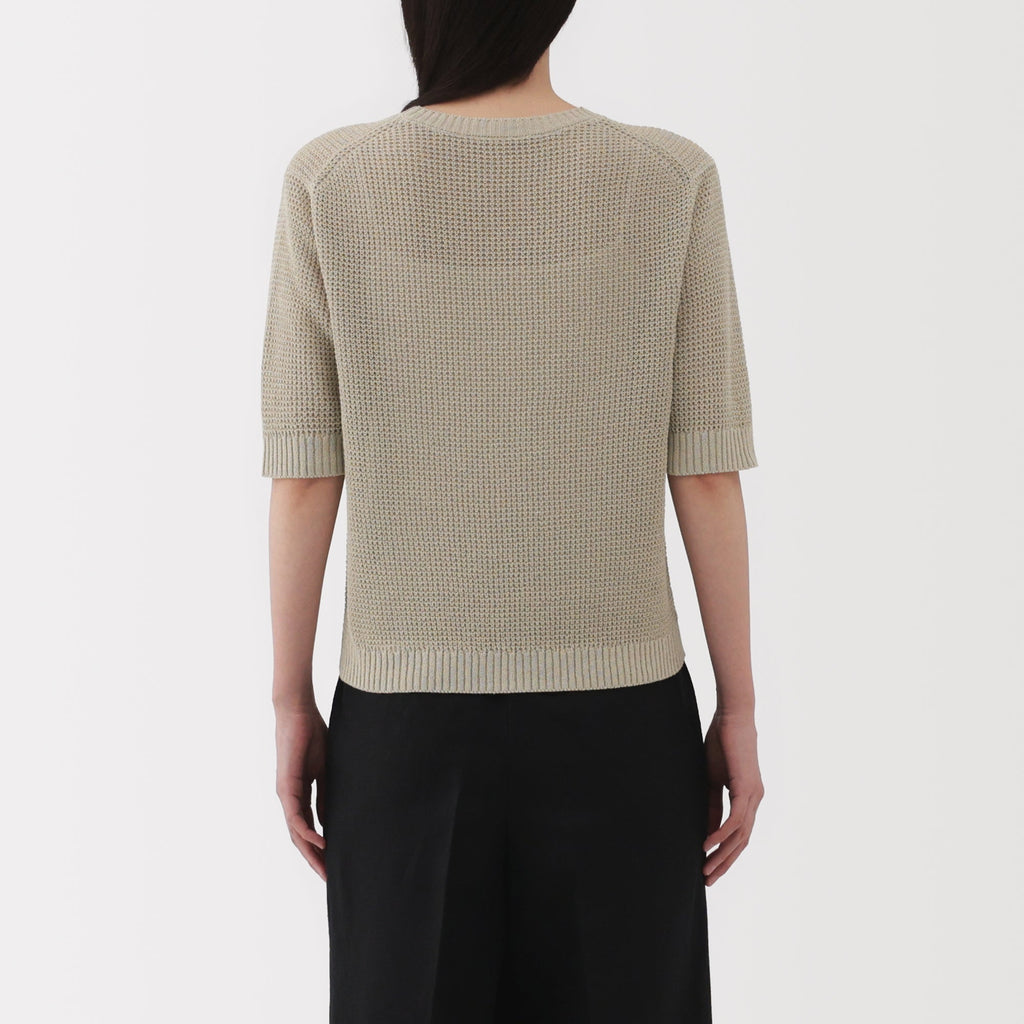 Women's Linen Blend Mesh Half Sleeve Sweater