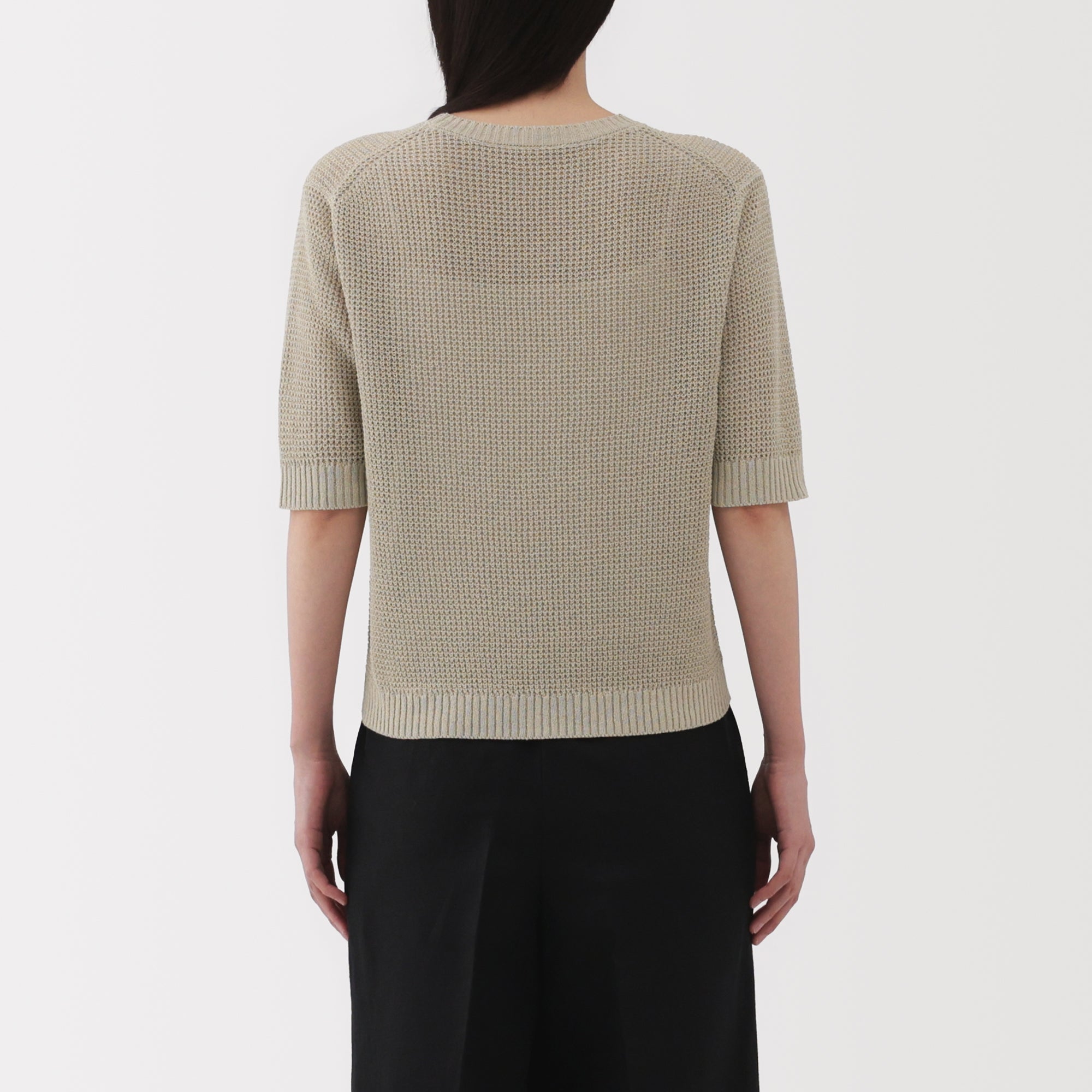 Women's Linen Blend Mesh Half Sleeve Sweater