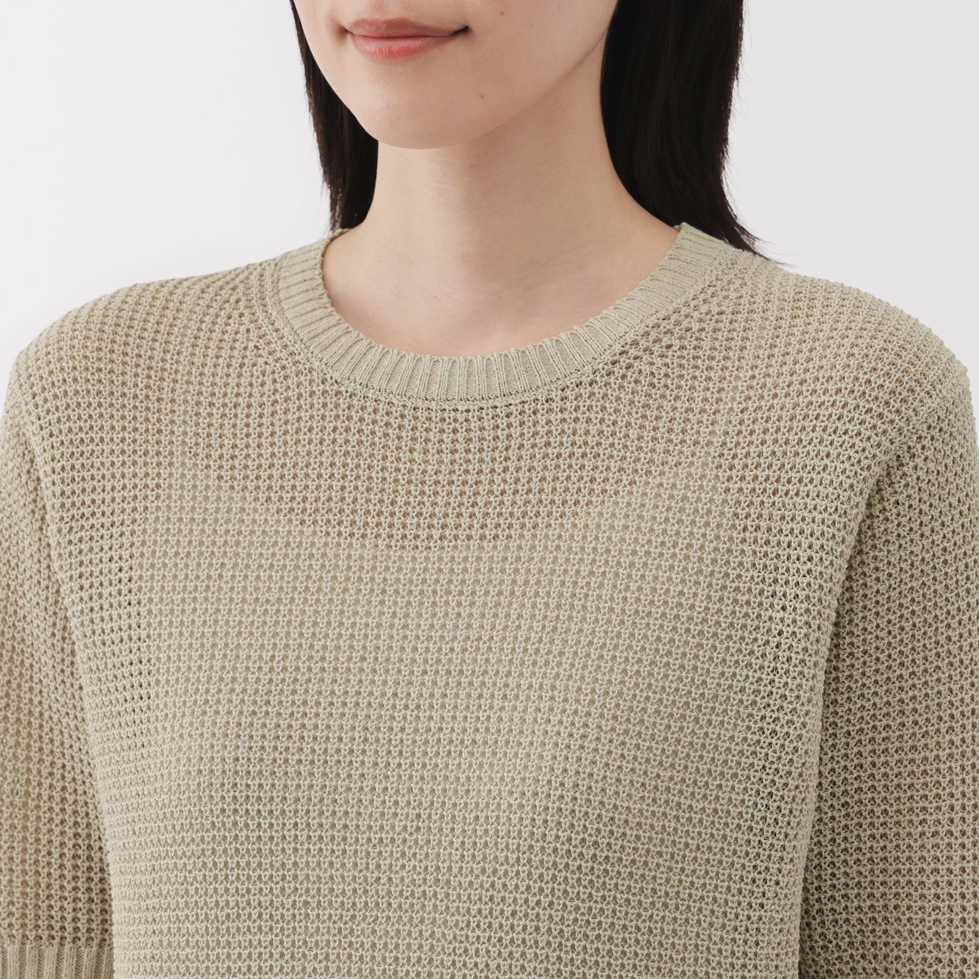 Women's Linen Blend Mesh Half Sleeve Sweater