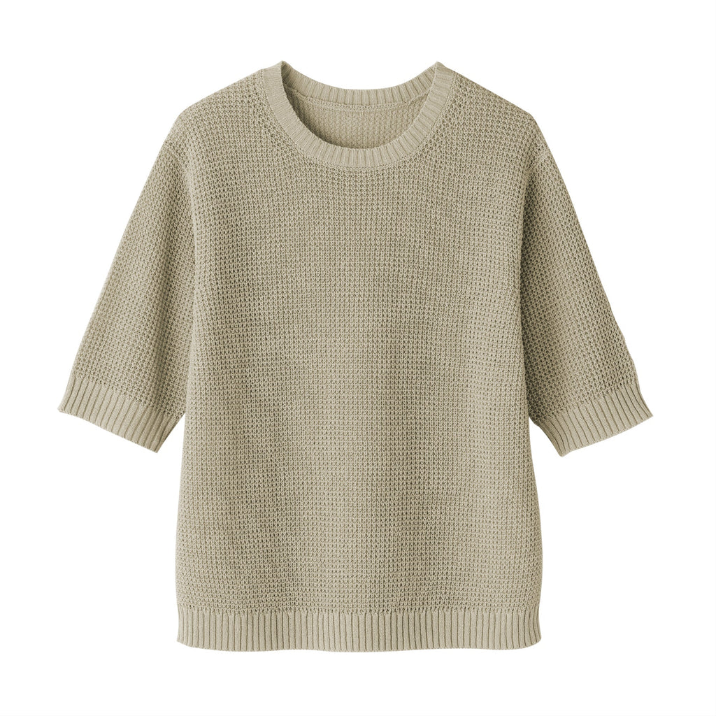 Women's Linen Blend Mesh Half Sleeve Sweater