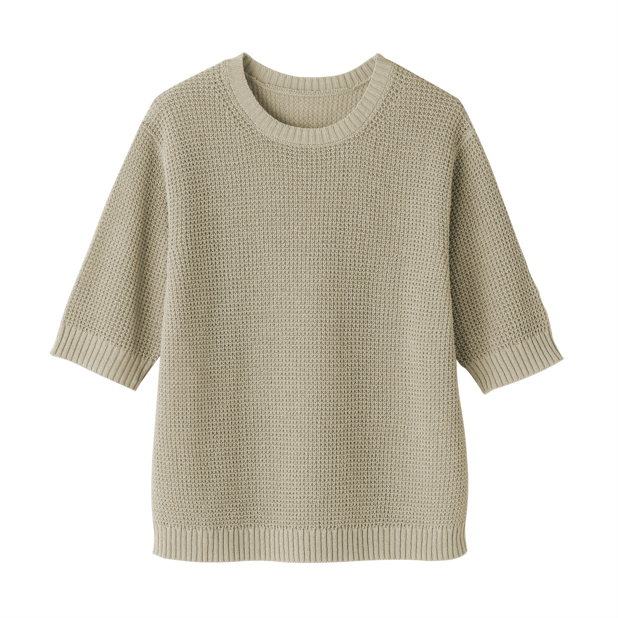 Women's Linen Blend Mesh Half Sleeve Sweater