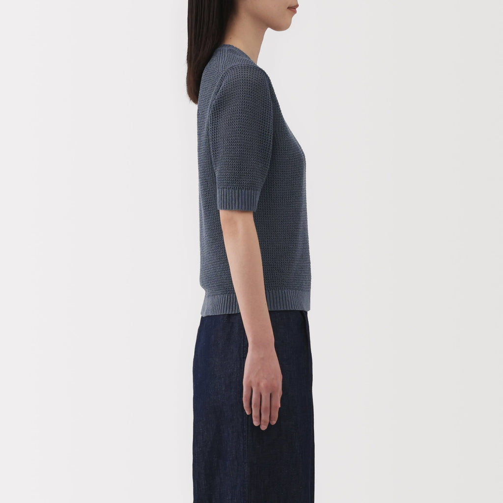 Women's Linen Blend Mesh Half Sleeve Sweater