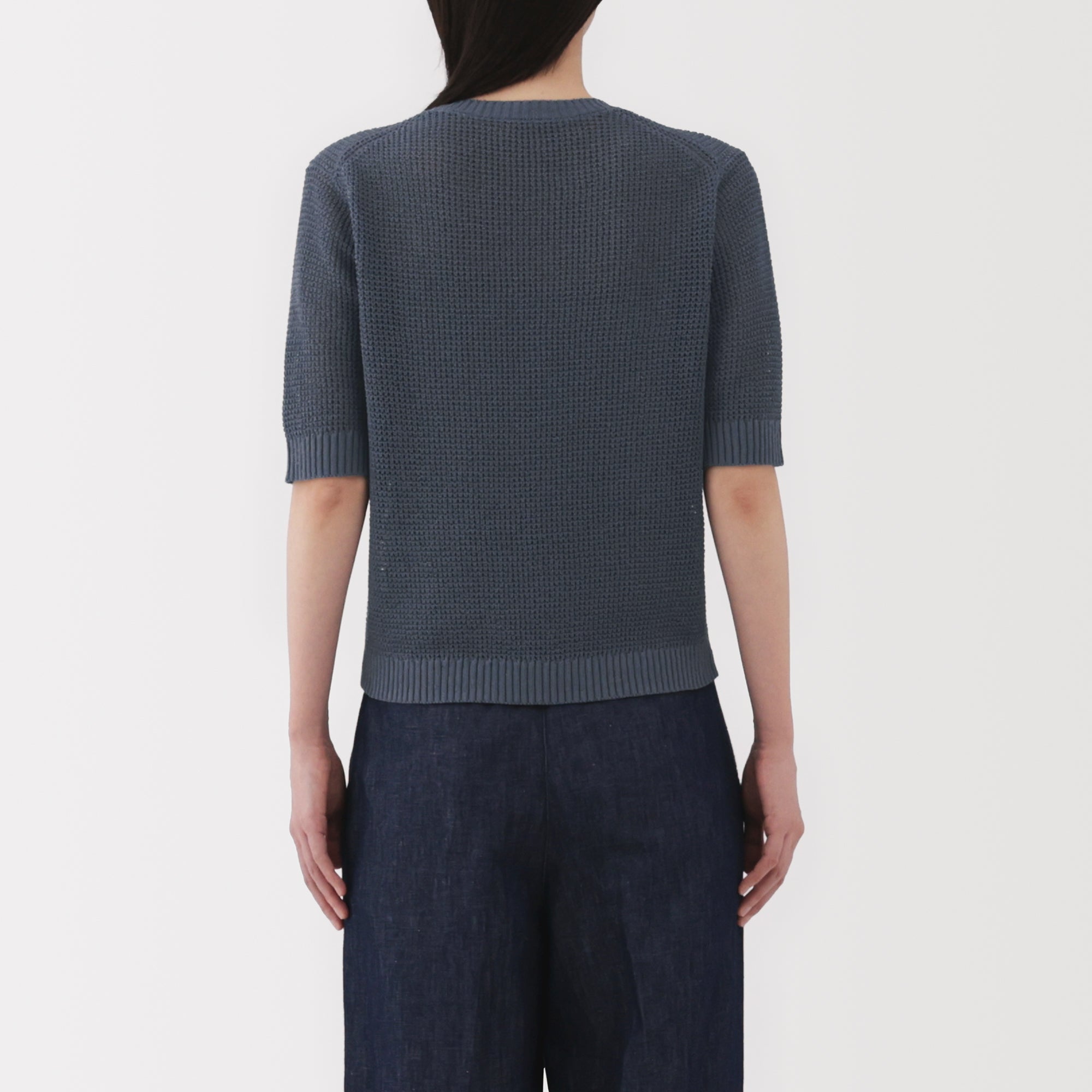 Women's Linen Blend Mesh Half Sleeve Sweater