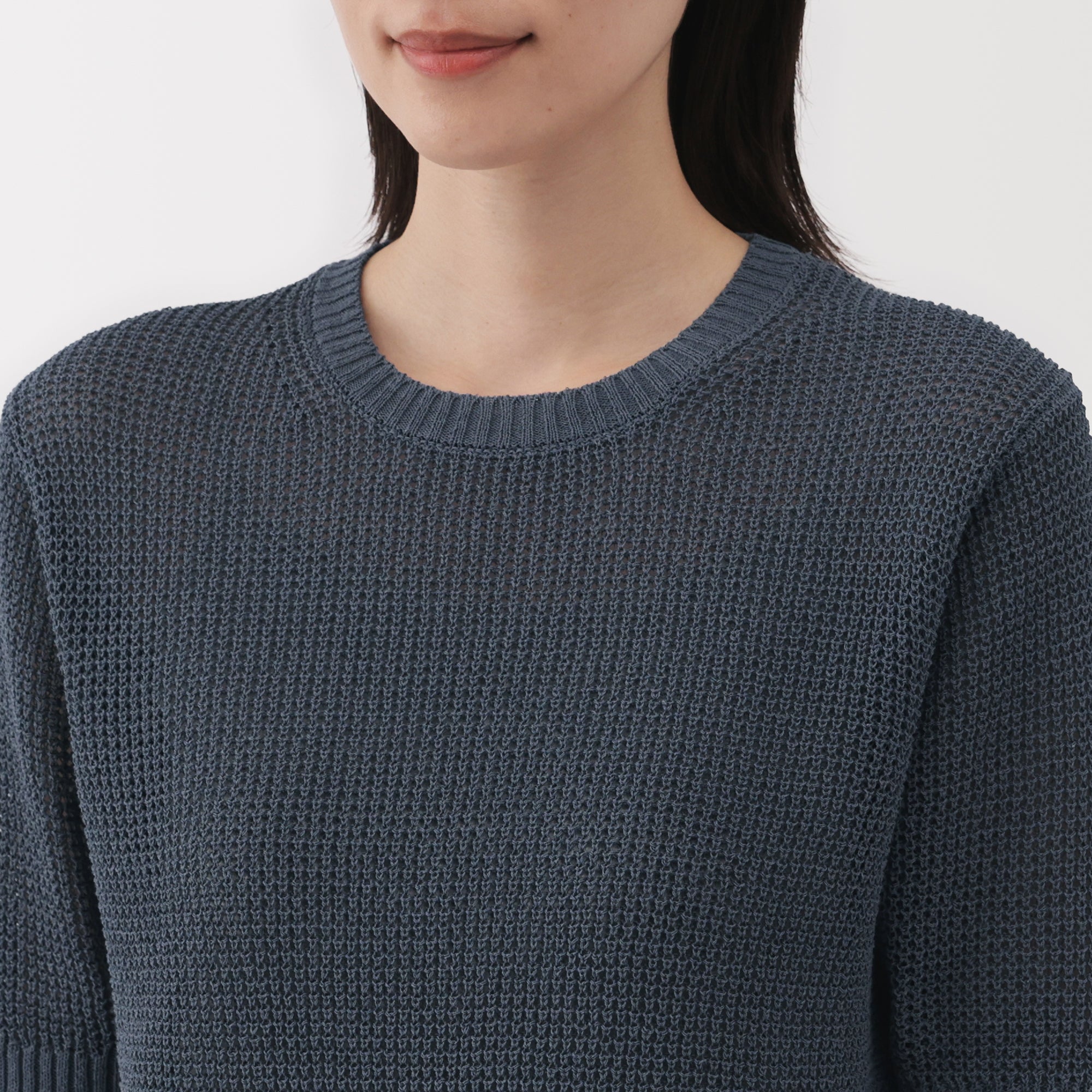 Women's Linen Blend Mesh Half Sleeve Sweater