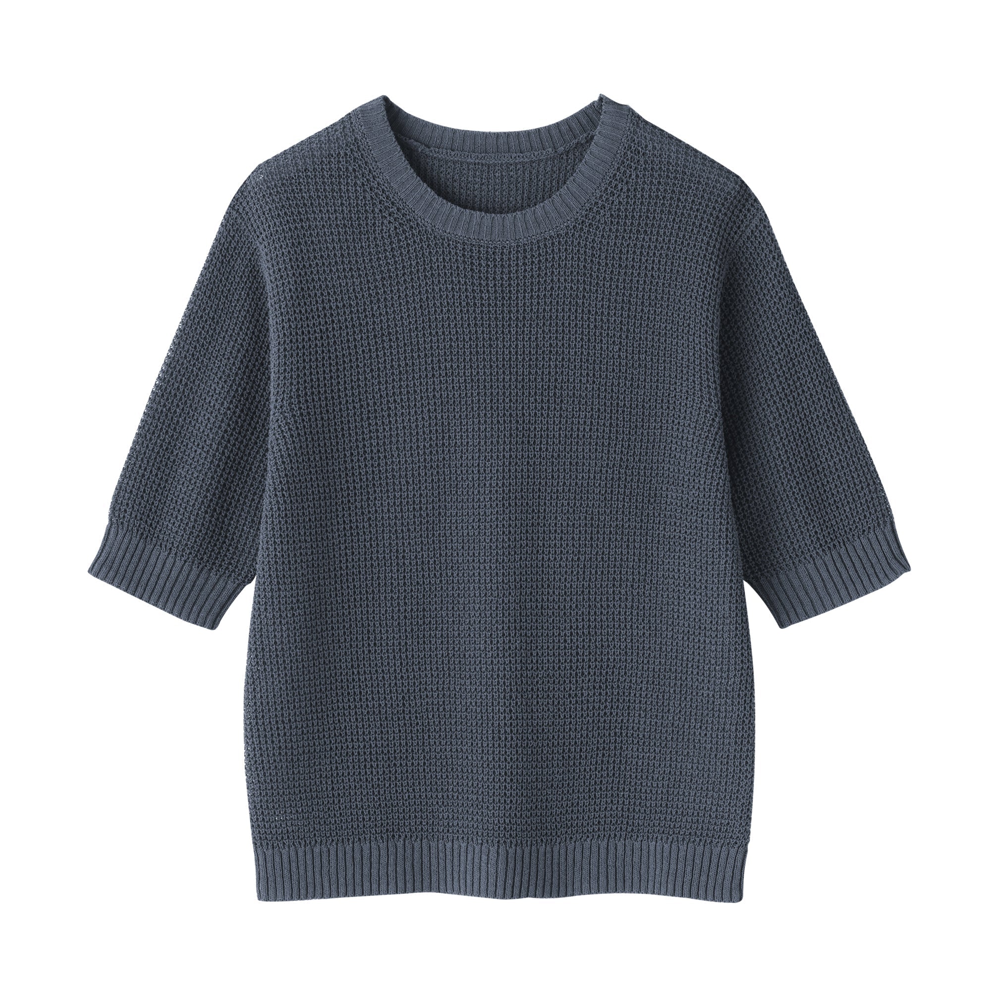 Women's Linen Blend Mesh Half Sleeve Sweater
