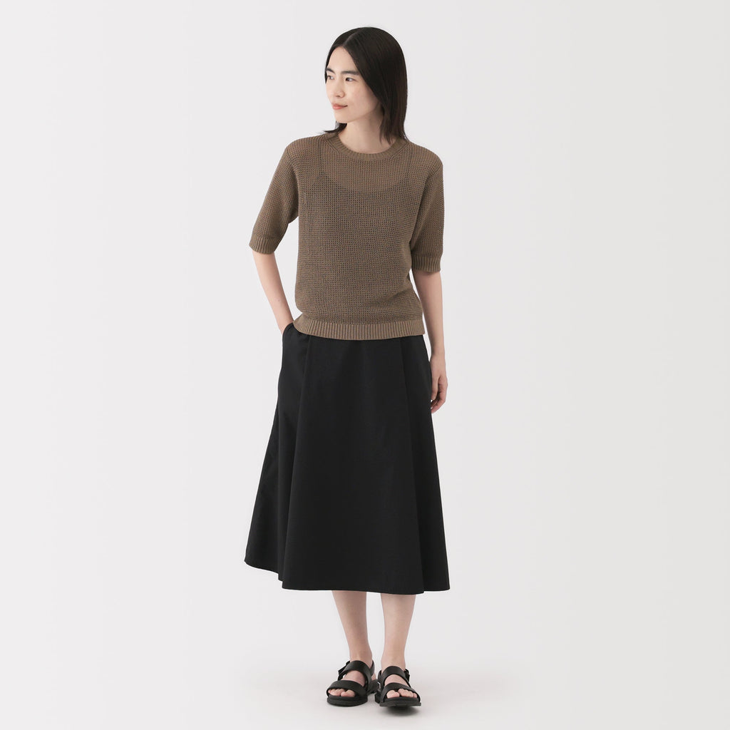 Women's Linen Blend Mesh Half Sleeve Sweater
