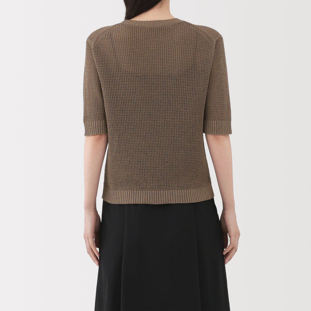 Women's Linen Blend Mesh Half Sleeve Sweater