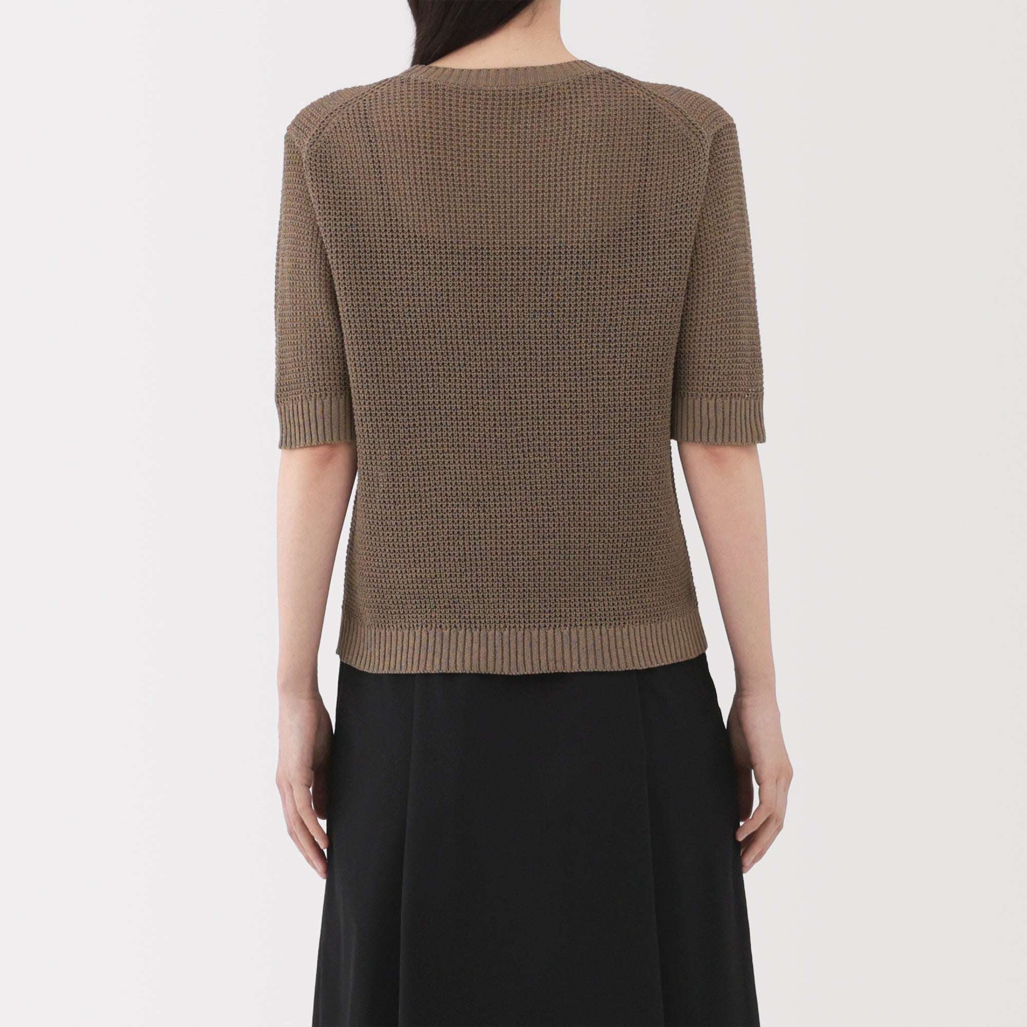 Women's Linen Blend Mesh Half Sleeve Sweater