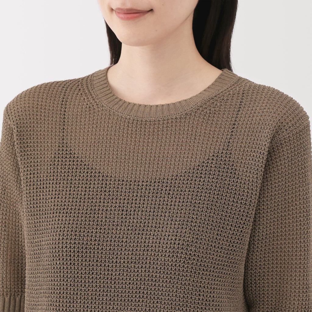 Women's Linen Blend Mesh Half Sleeve Sweater