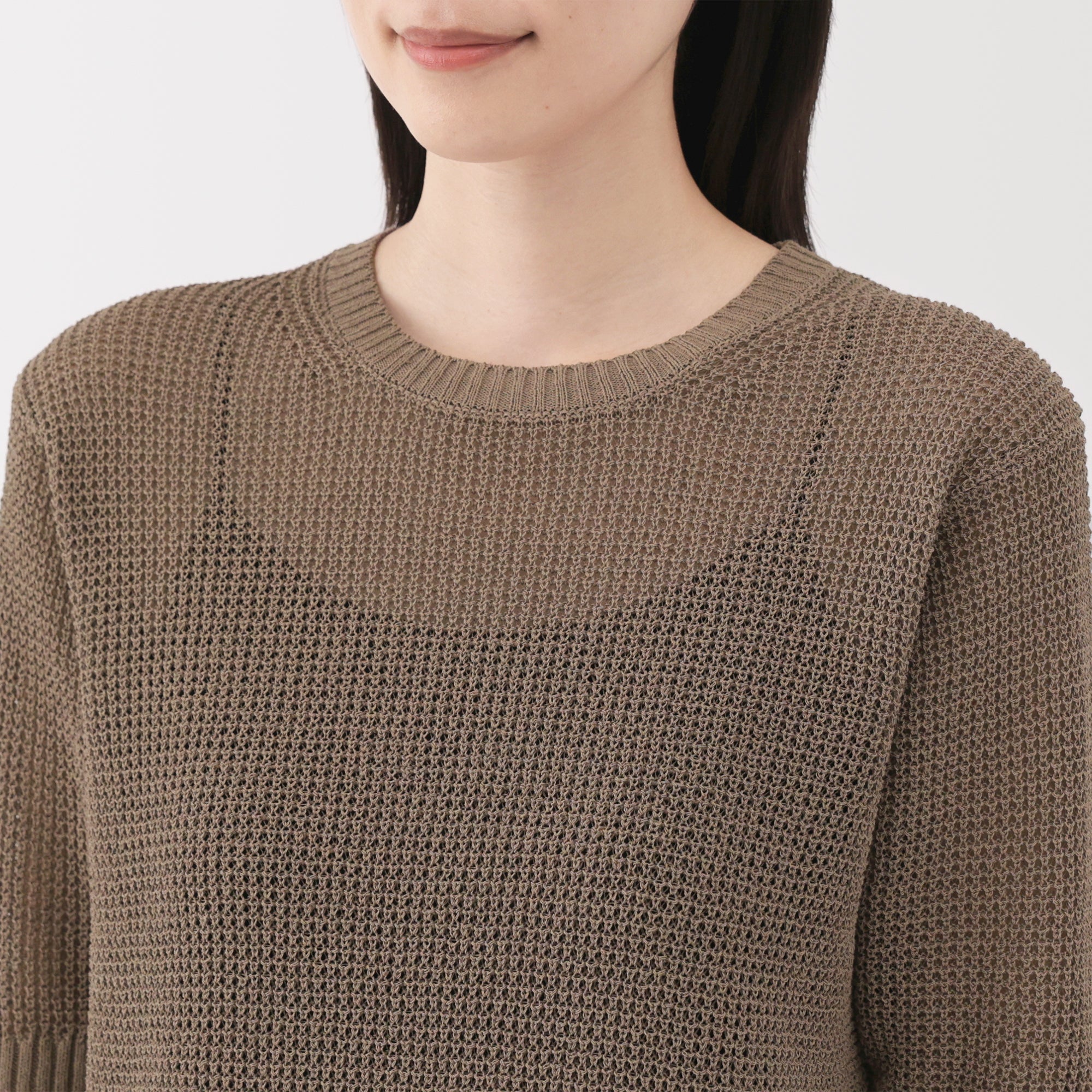 Women's Linen Blend Mesh Half Sleeve Sweater