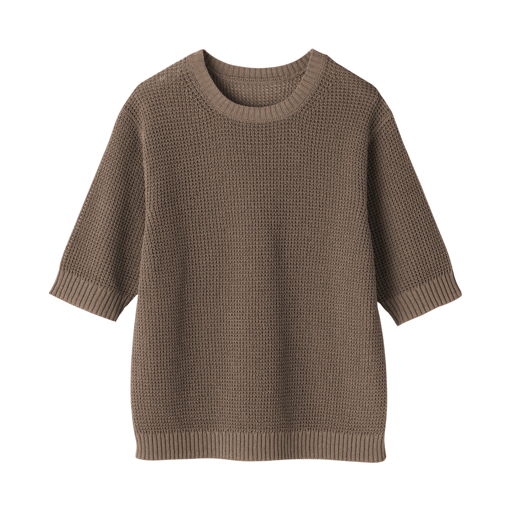Women's Linen Blend Mesh Half Sleeve Sweater