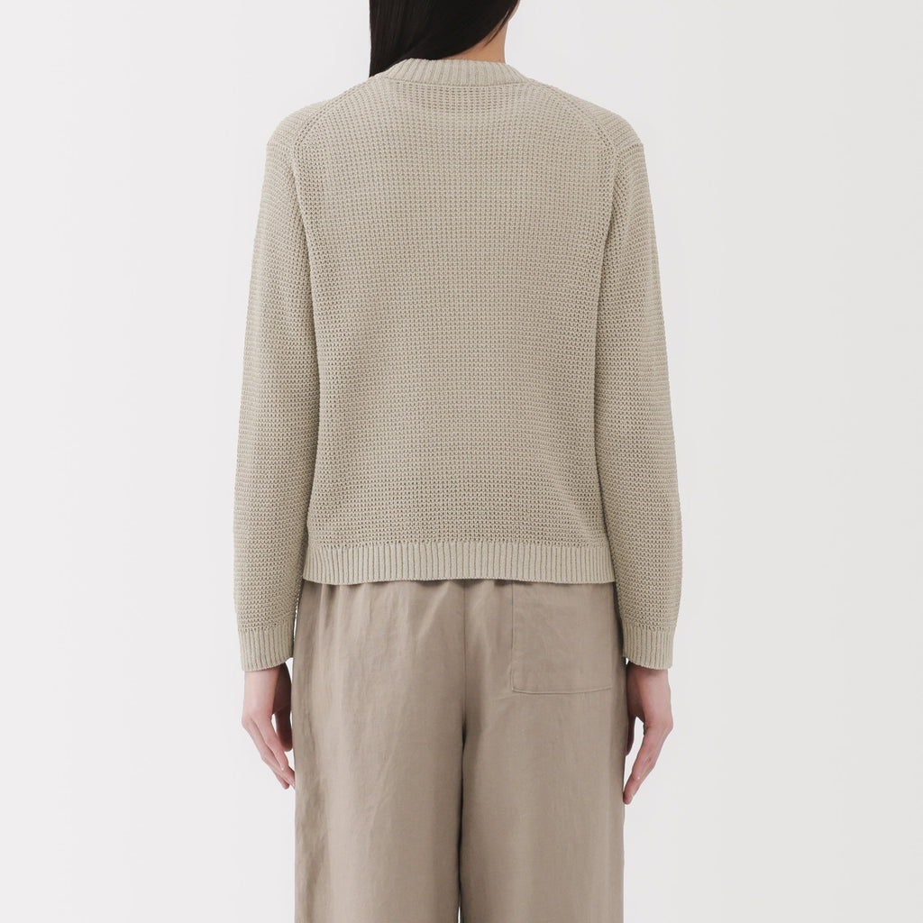 Women's Linen Blend Mesh V Neck Cardigan