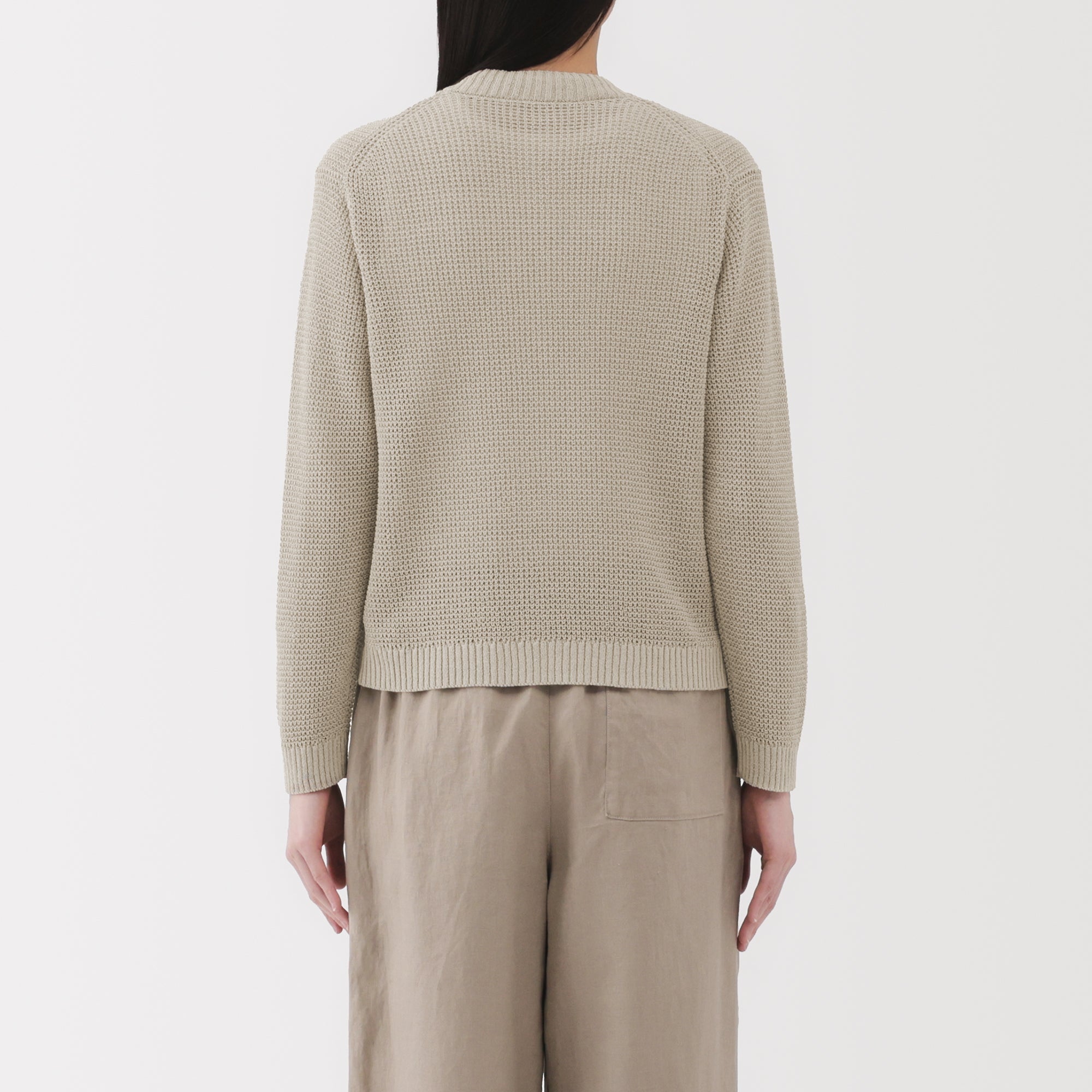 Women's Linen Blend Mesh V Neck Cardigan