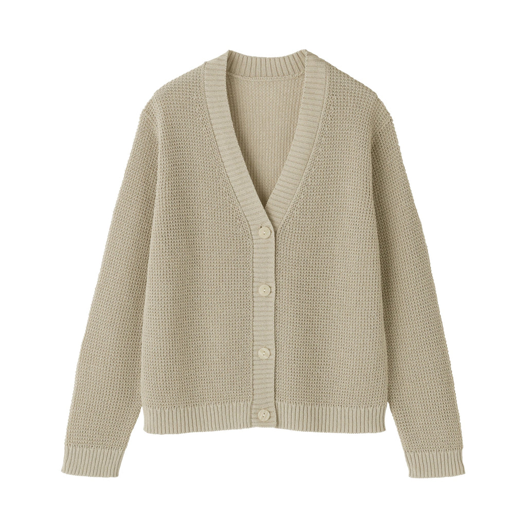 Women's Linen Blend Mesh V Neck Cardigan