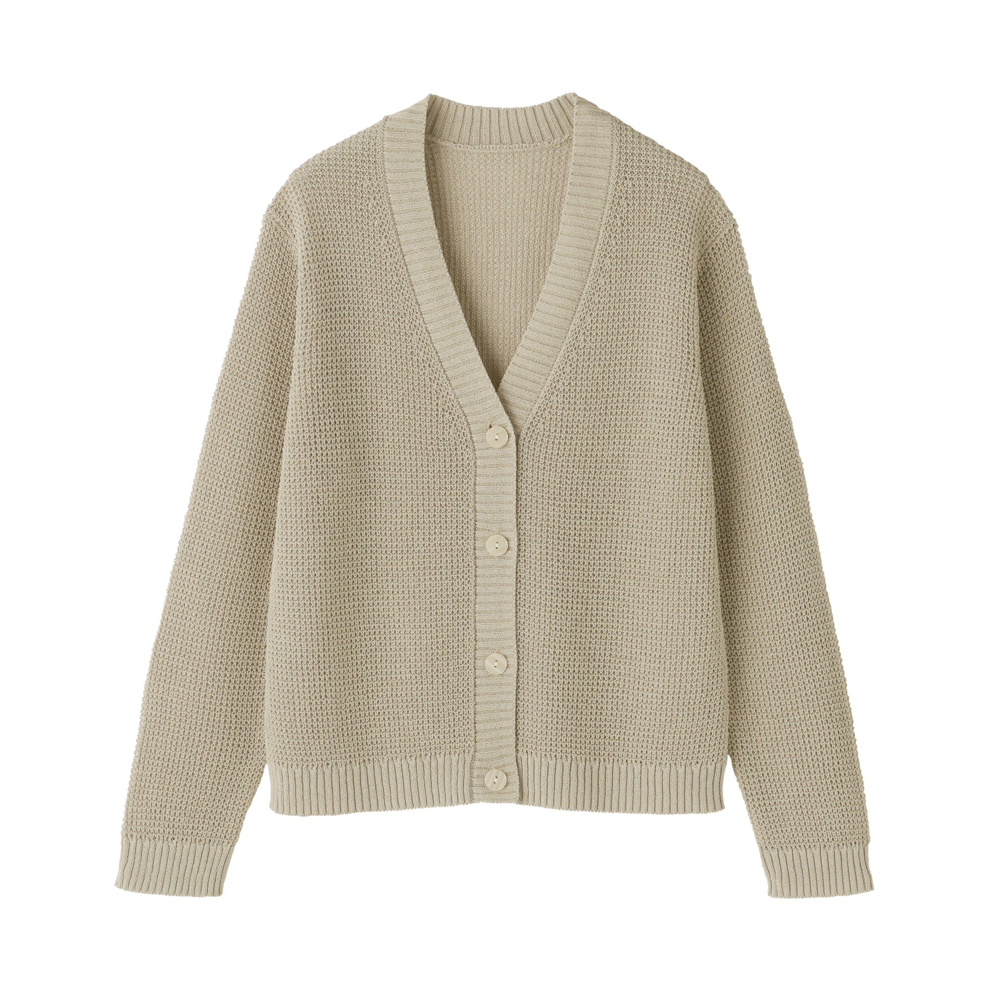 Women's Linen Blend Mesh V Neck Cardigan