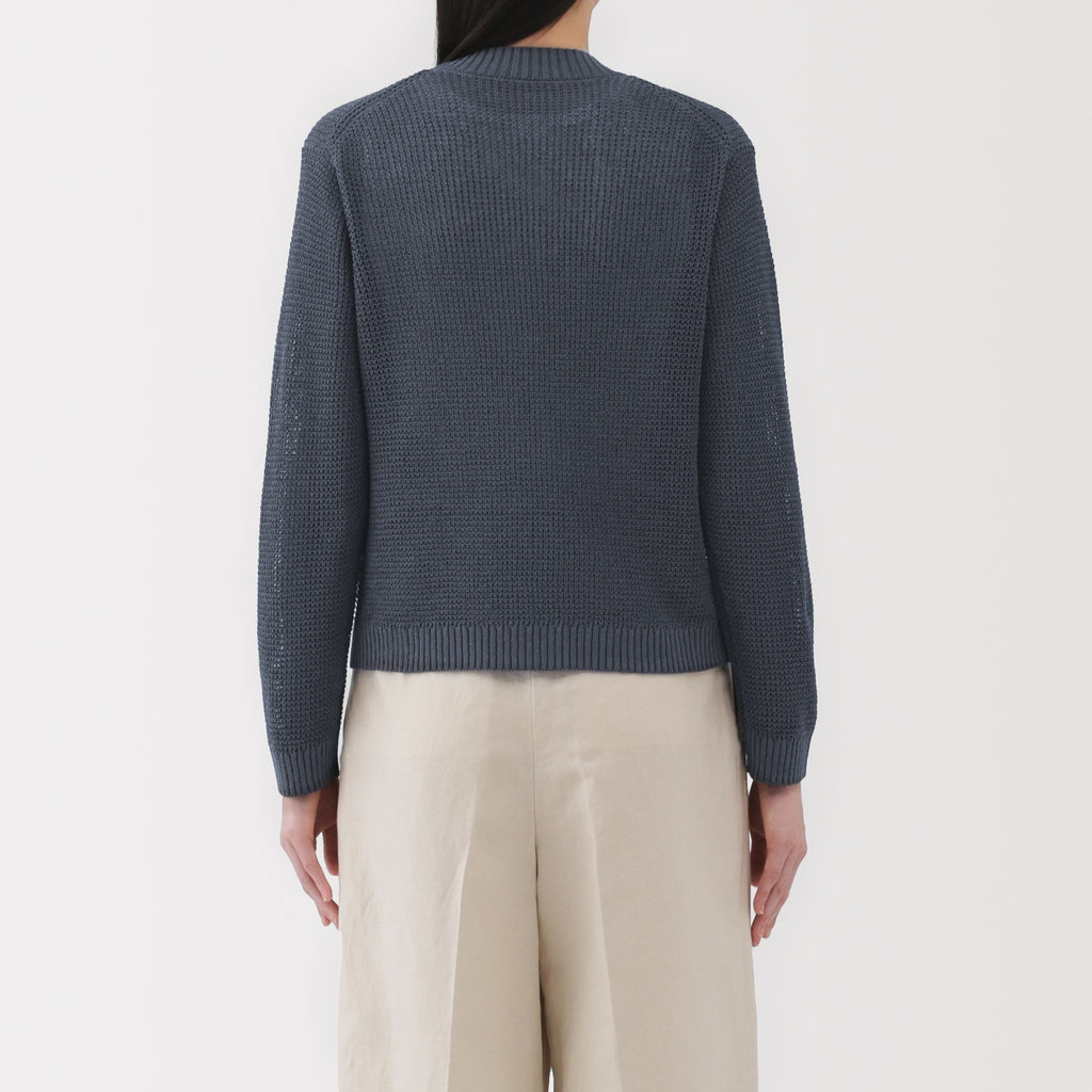 Women's Linen Blend Mesh V Neck Cardigan