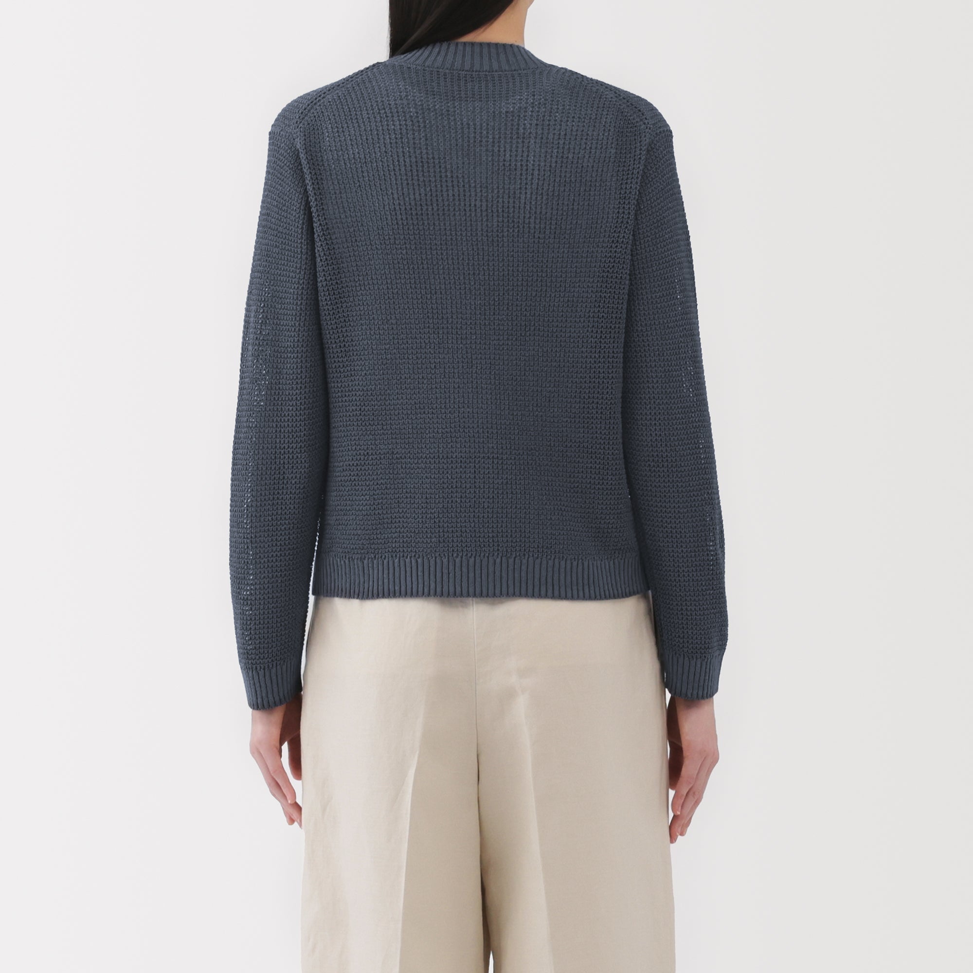 Women's Linen Blend Mesh V Neck Cardigan