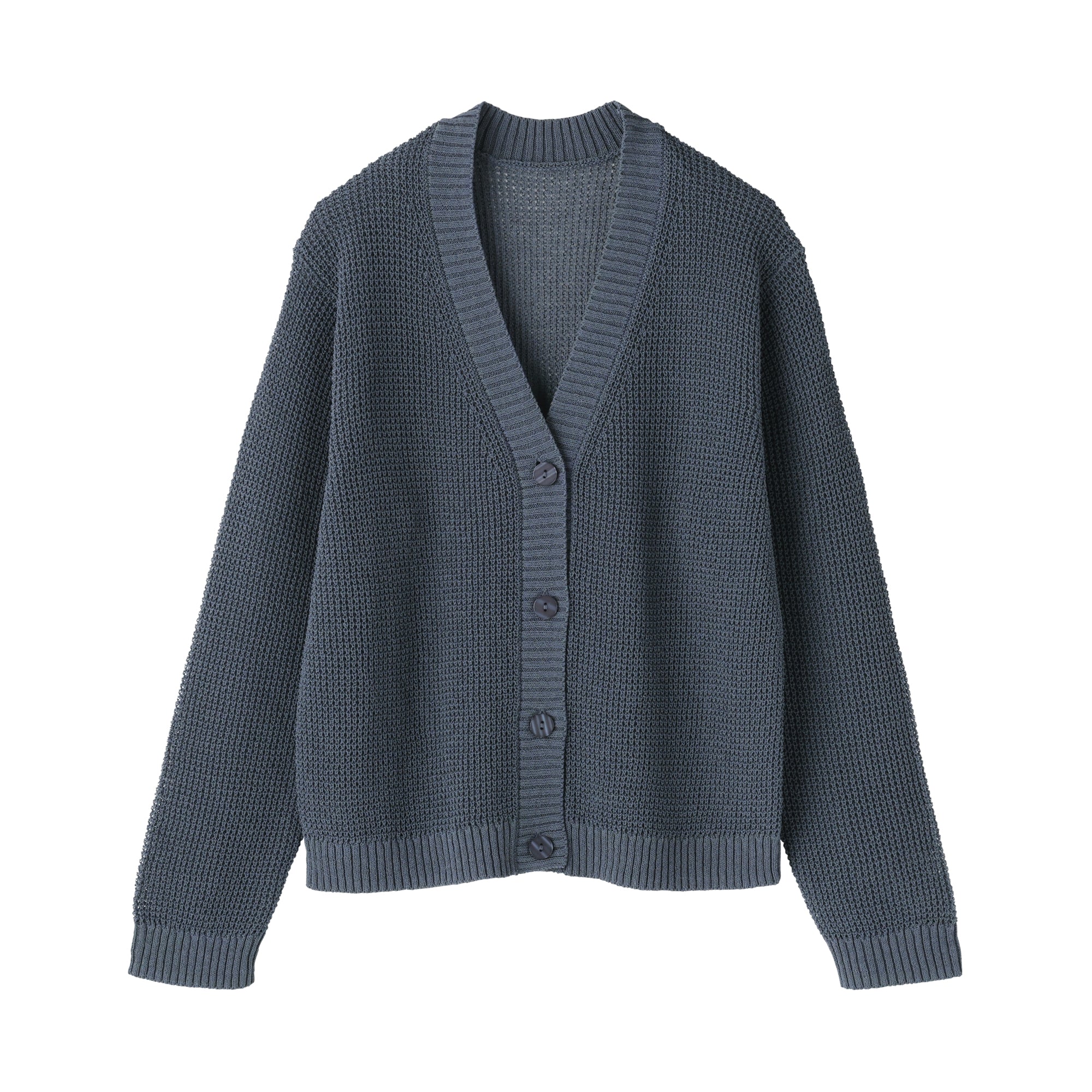 Women's Linen Blend Mesh V Neck Cardigan