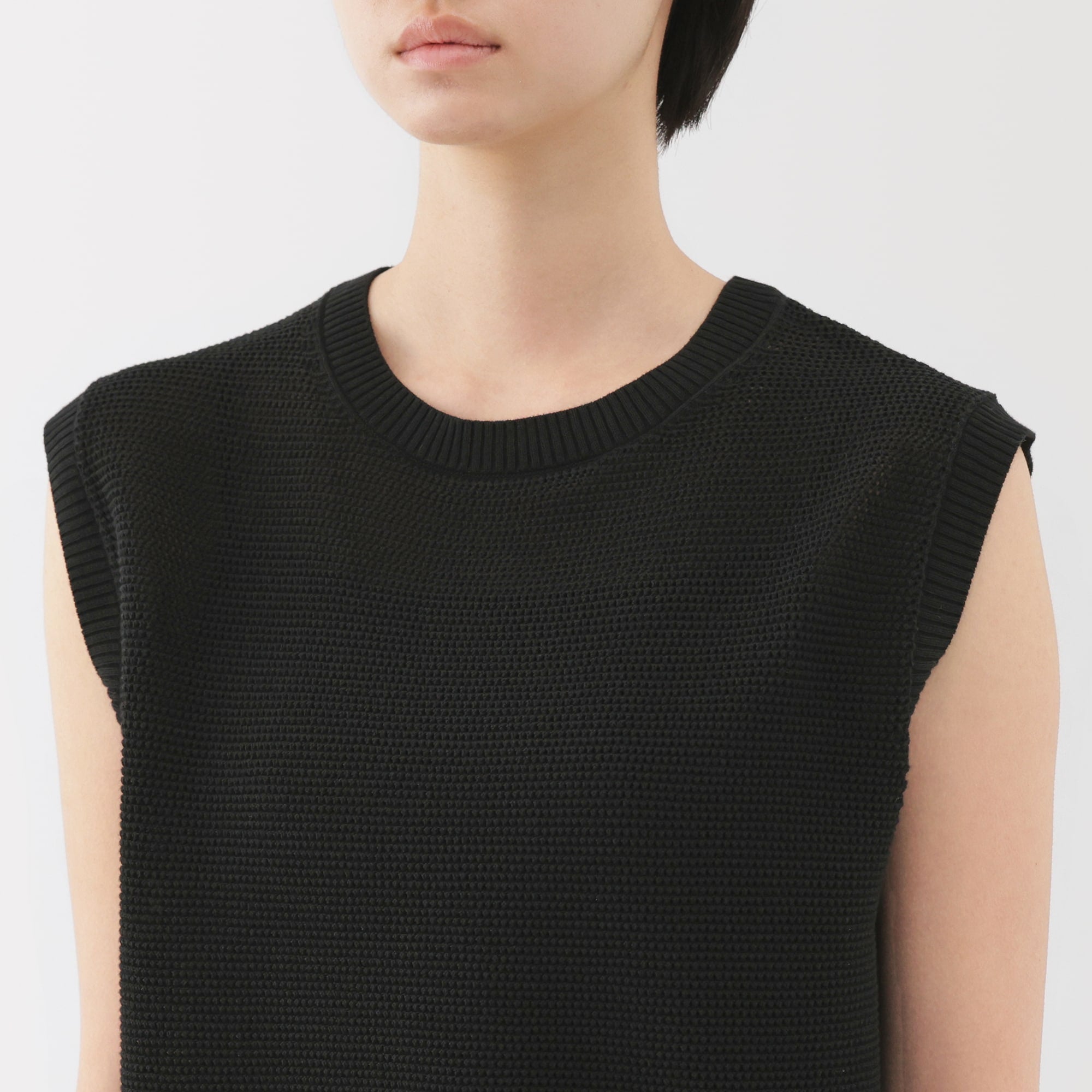 Women's High Twisted Yarn Mesh French Sleeve Sweater