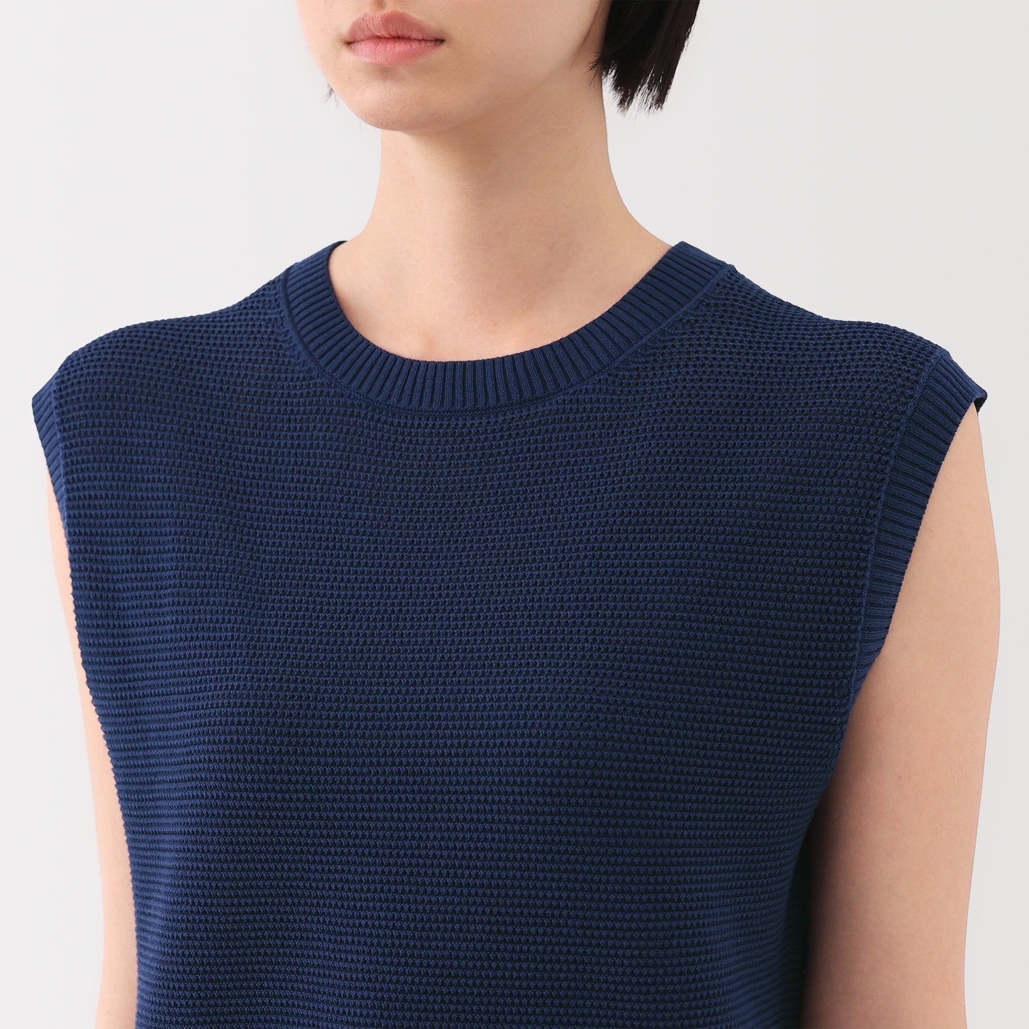 Women's High Twisted Yarn Mesh French Sleeve Sweater