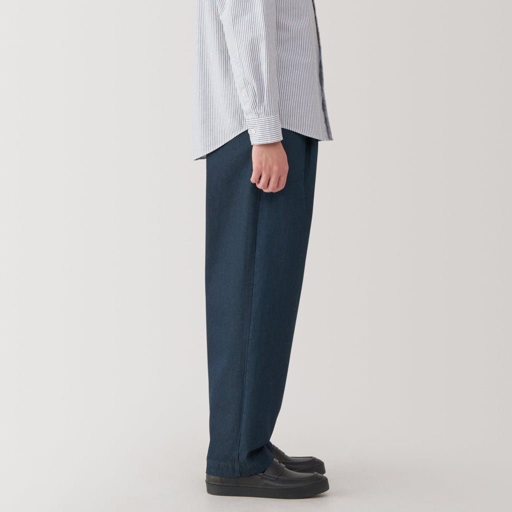 Men's Indigo Darted Wide Pants