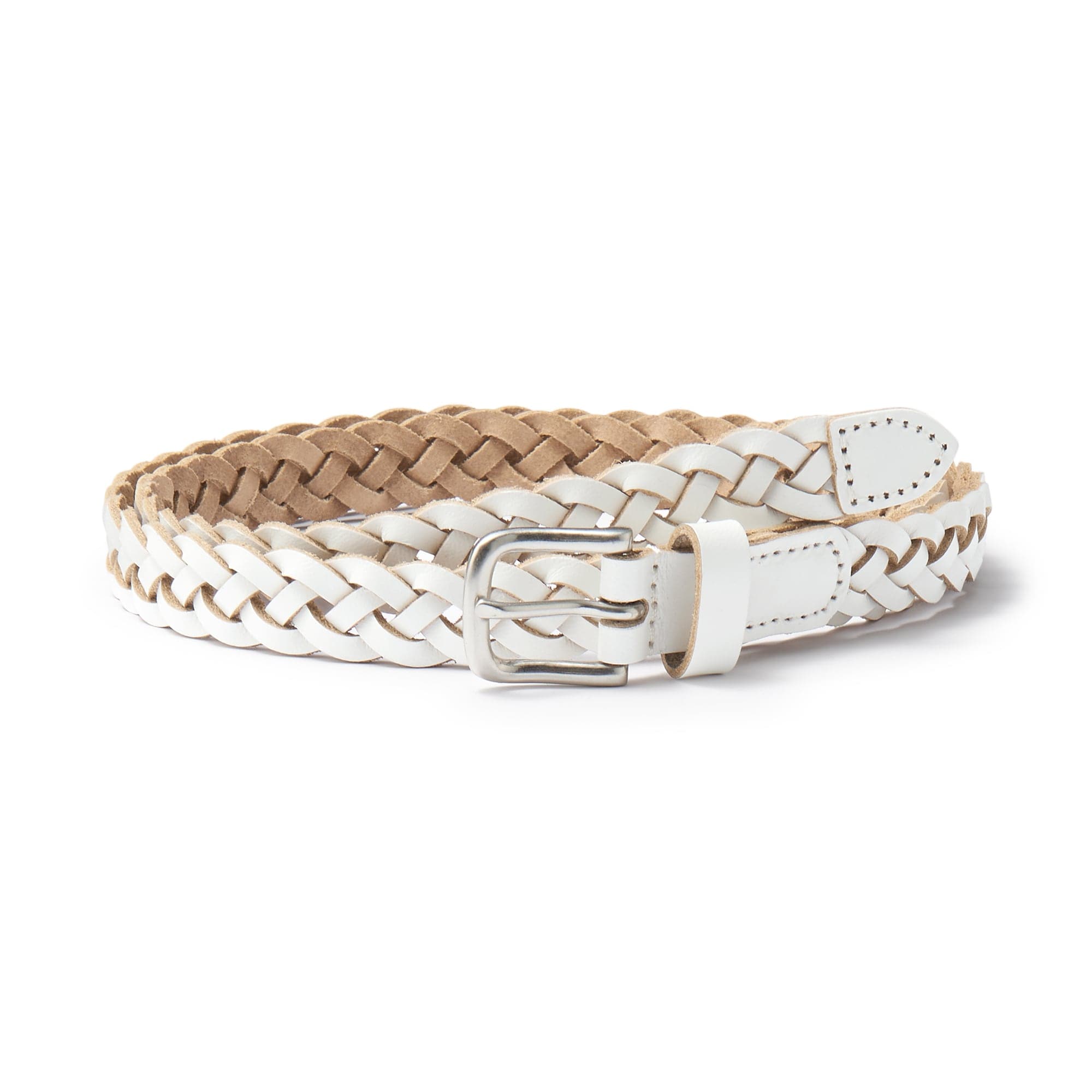 Vegetable Tannin Leather Hand-Knitted Skinny Belt