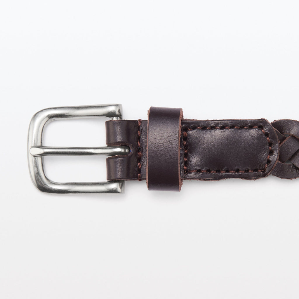 Vegetable Tannin Leather Hand-Knitted Skinny Belt