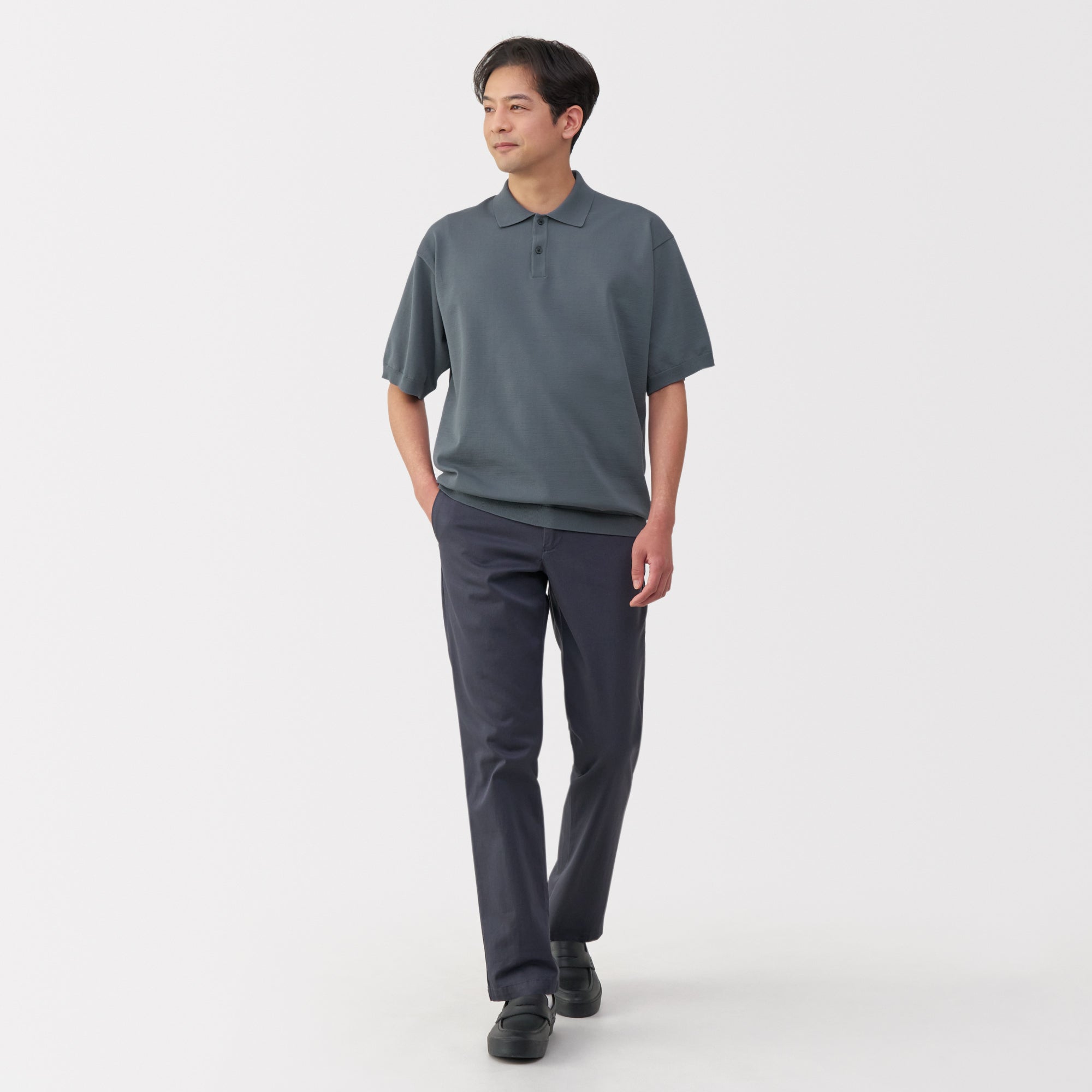 Men's Quick Dry Crew Neck Short Sleeve Knit Polo Shirt