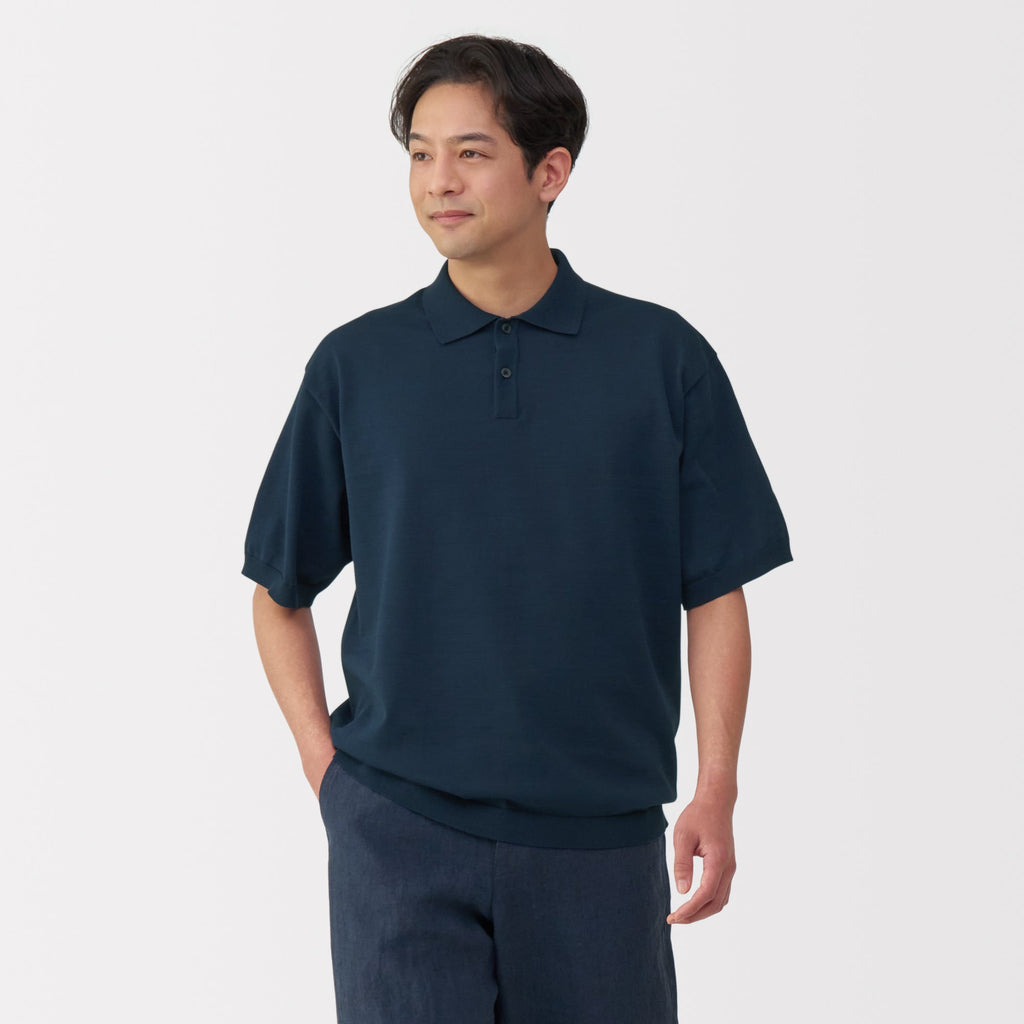 Men's Quick Dry Crew Neck Short Sleeve Knit Polo Shirt