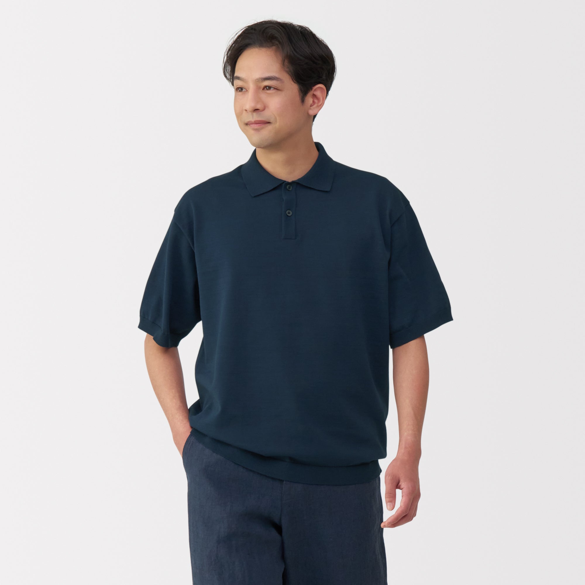 Men's Quick Dry Crew Neck Short Sleeve Knit Polo Shirt
