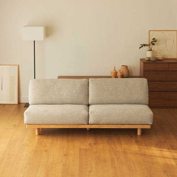 [HD] Spacious Armless Sofa Beige 2 Seater