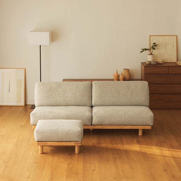 [HD] Spacious Armless Sofa Beige 2 Seater