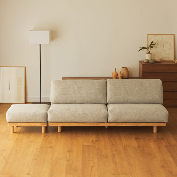 [HD] Spacious Armless Sofa Beige 2 Seater