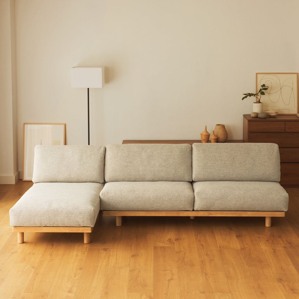 [HD] Spacious Armless Sofa Beige 2 Seater