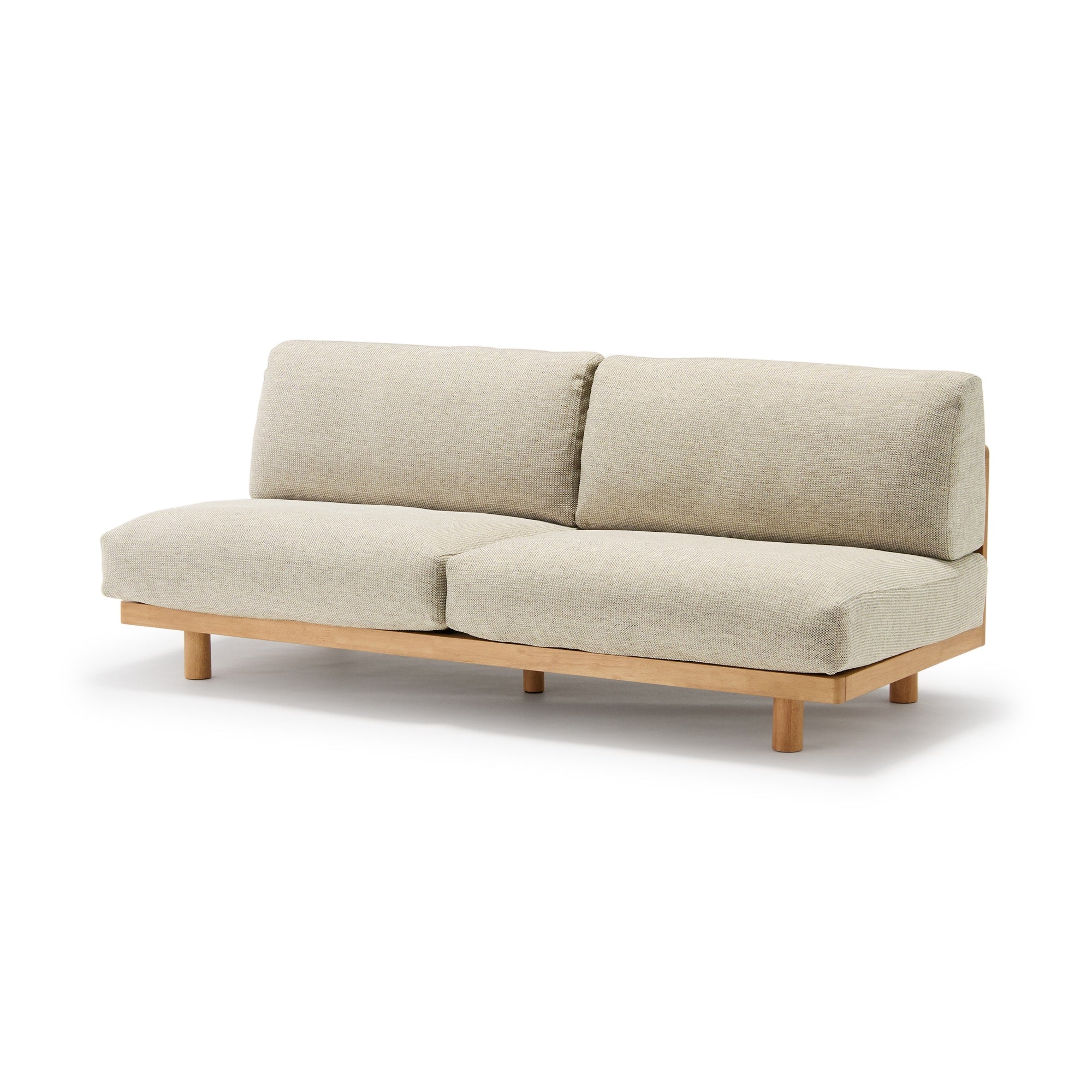 [HD] Spacious Armless Sofa Beige 2 Seater Main image