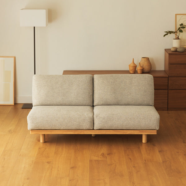[HD] Spacious Armless Sofa Beige 3 Seater