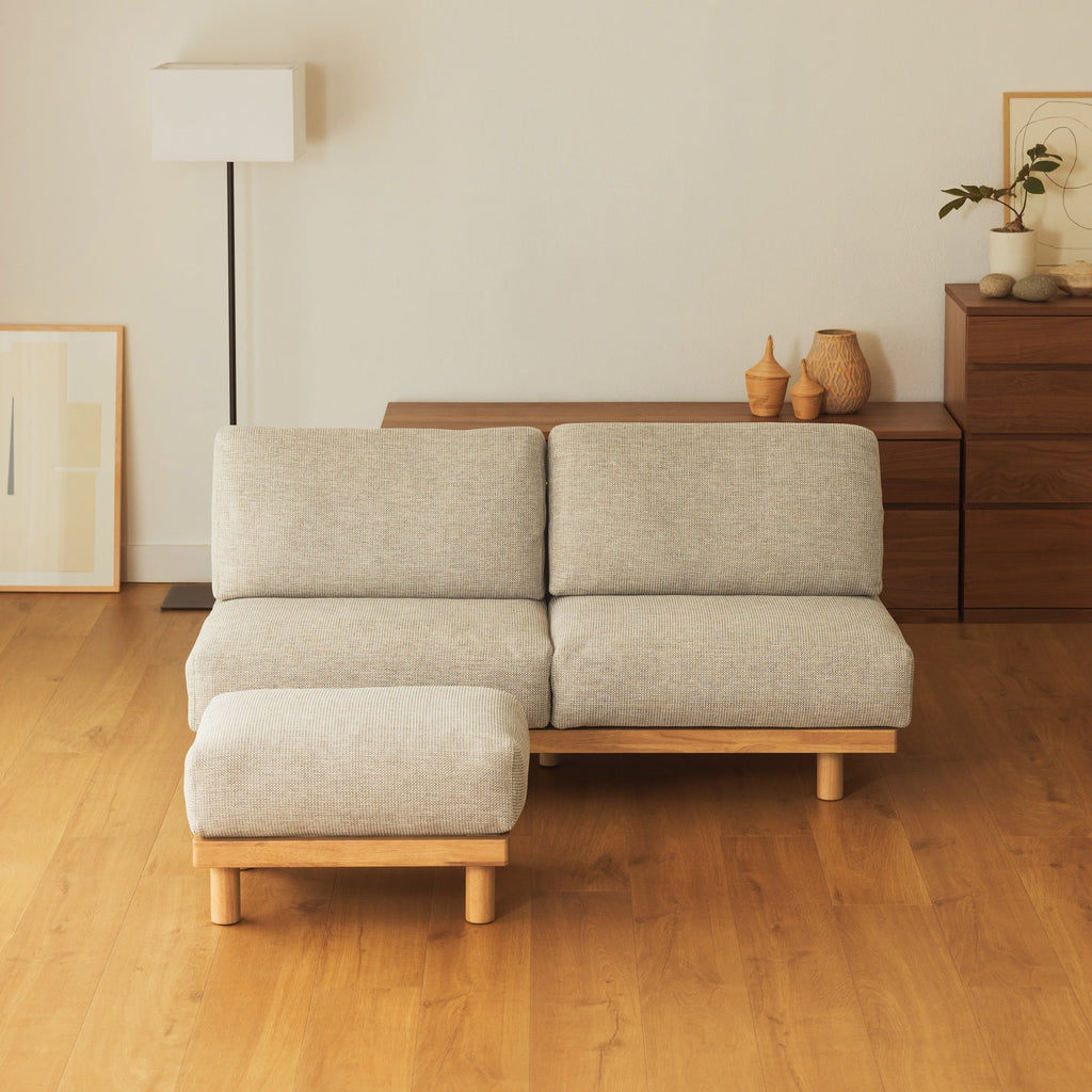 [HD] Spacious Armless Sofa Beige 3 Seater
