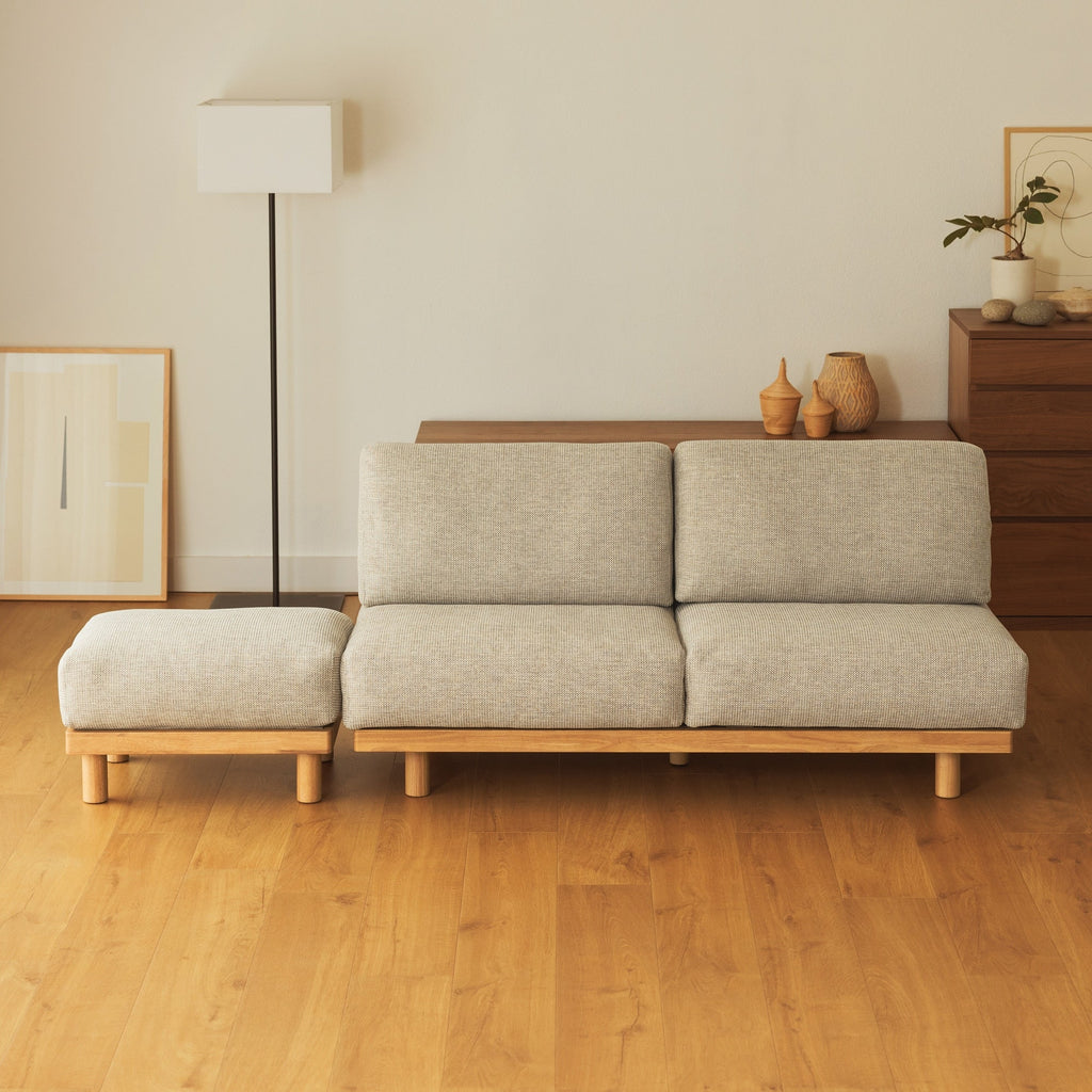 [HD] Spacious Armless Sofa Beige 3 Seater