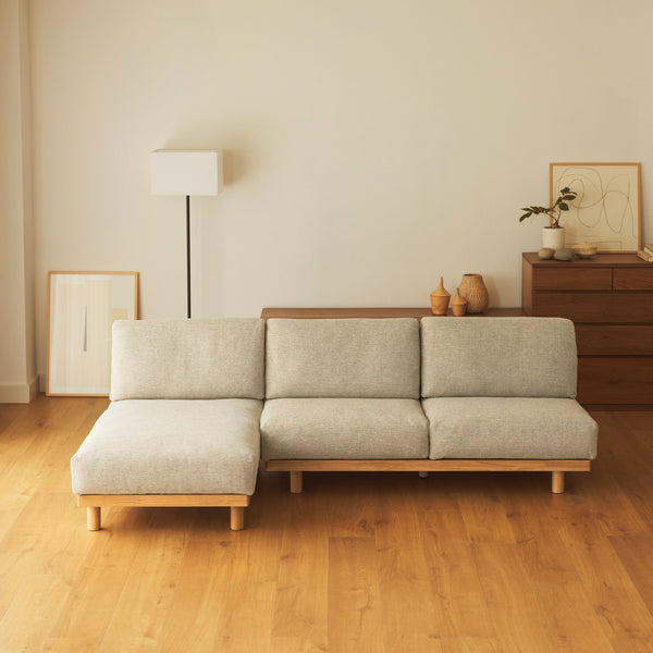 [HD] Spacious Armless Sofa Beige 3 Seater
