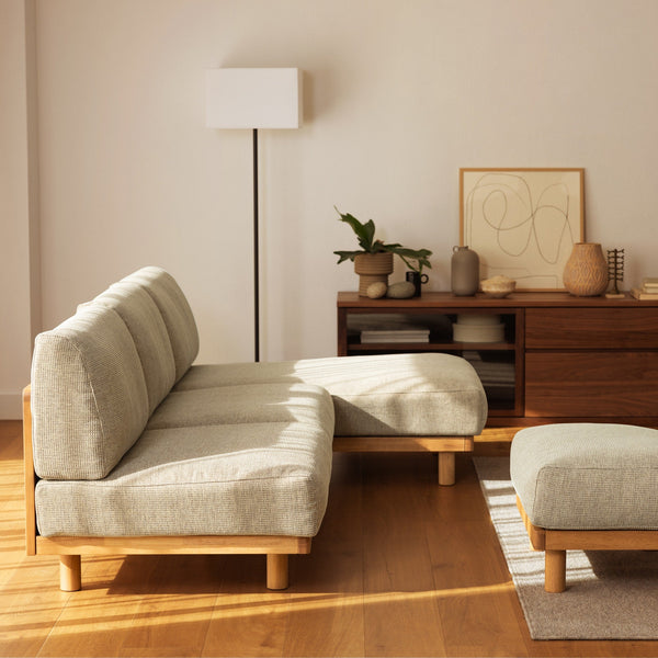 [HD] Spacious Armless Sofa Beige 3 Seater